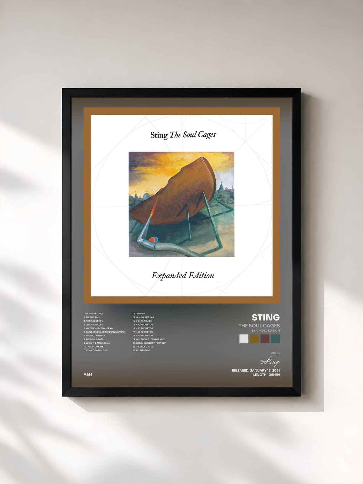#noir The Soul Cages (Expanded Edition) by Sting as a framed art print, black frame, printed and framed in France