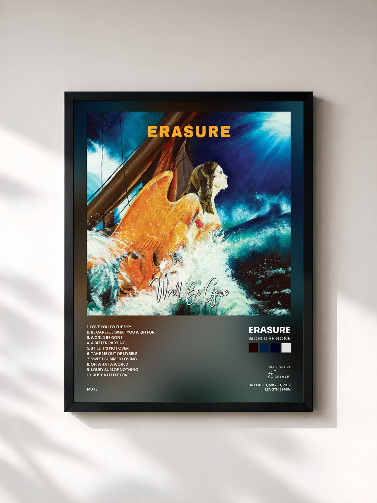 #noir World Be Gone di Erasure in stampa incorniciata, cornice nera, stampata e incorniciata in Francia