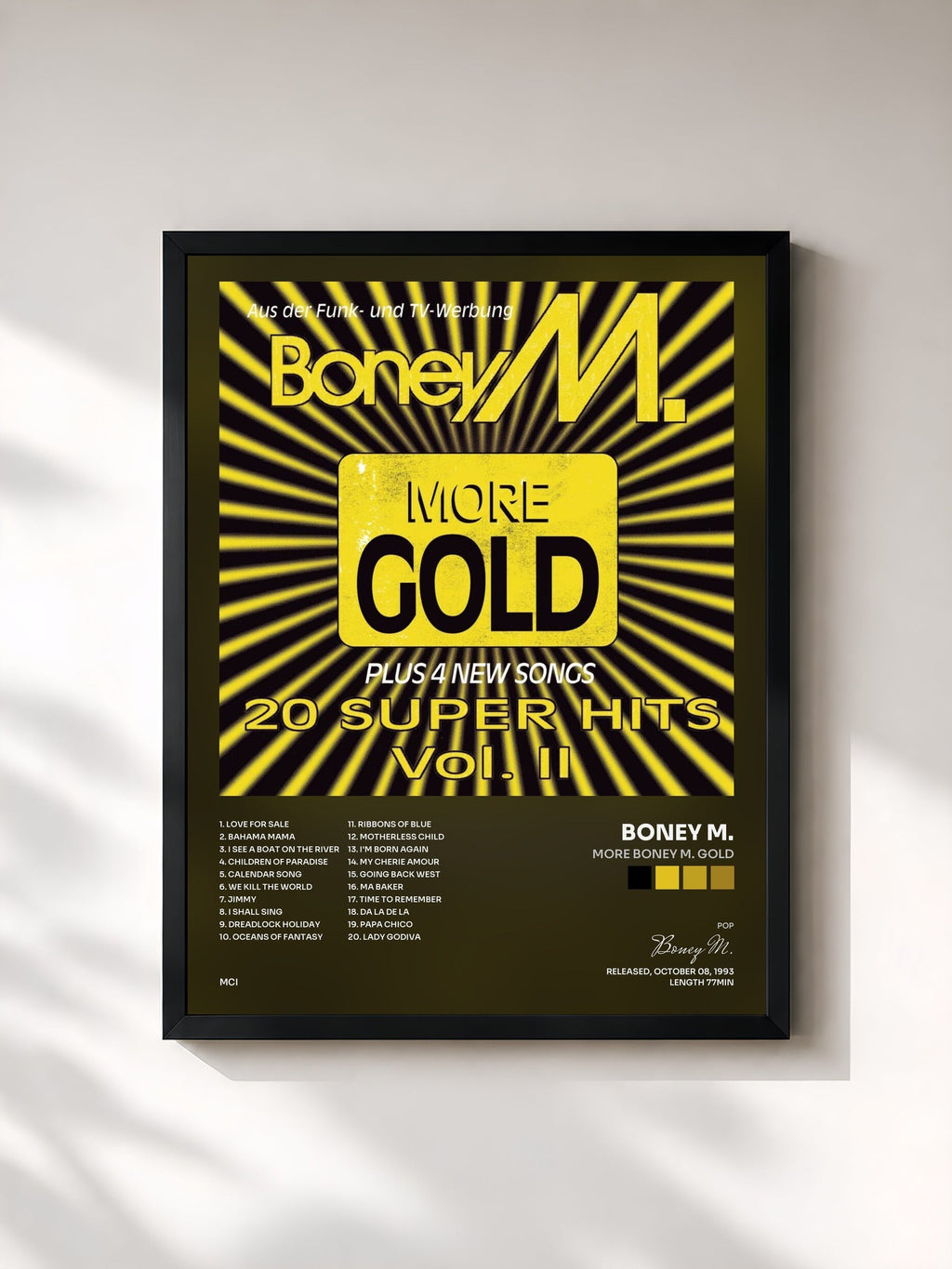 #noir More Boney M. Gold by Boney M. as a framed art print, black frame, printed and framed in France