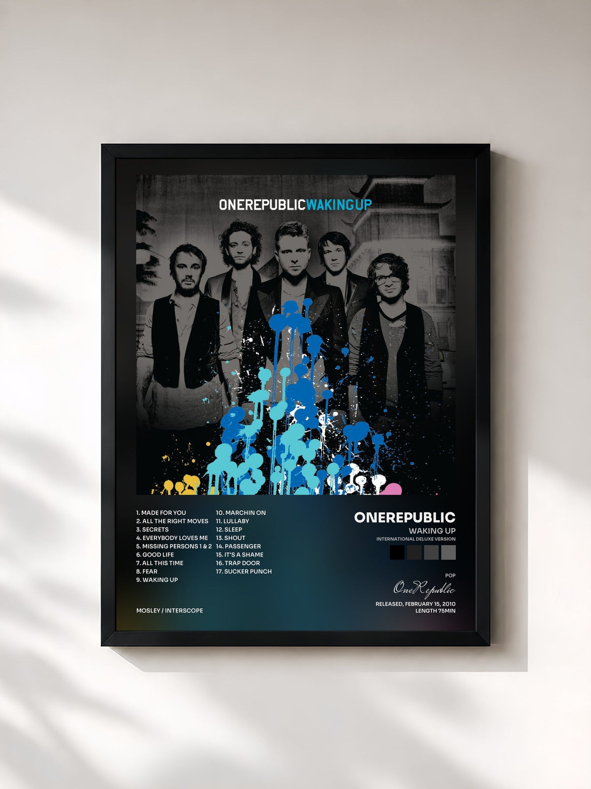 #noir Tableau de l'album Waking Up (International Deluxe Version) de OneRepublic, cadre noir, imprimé et encadré en France