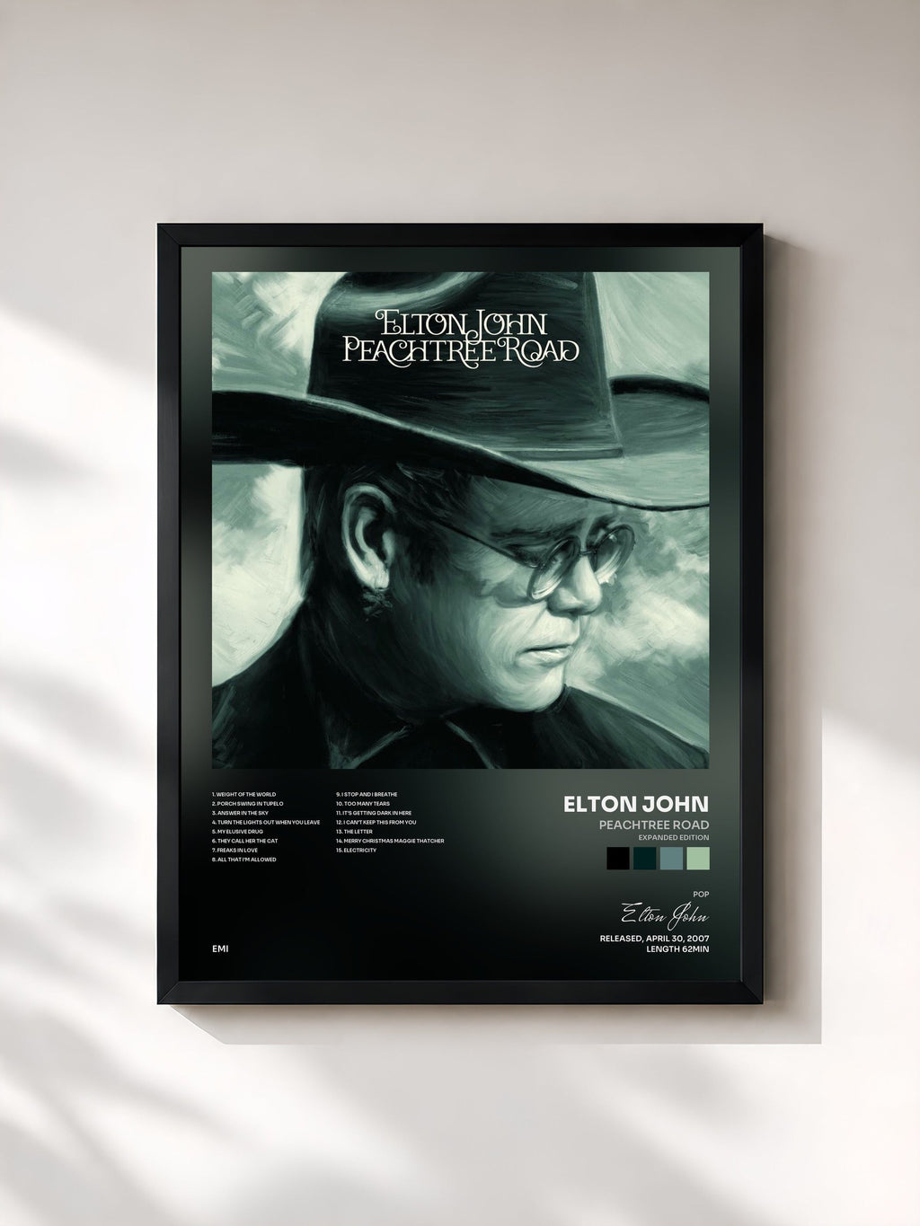 #noir Tableau de l'album Peachtree Road (Expanded Edition) de Elton John, cadre noir, imprimé et encadré en France
