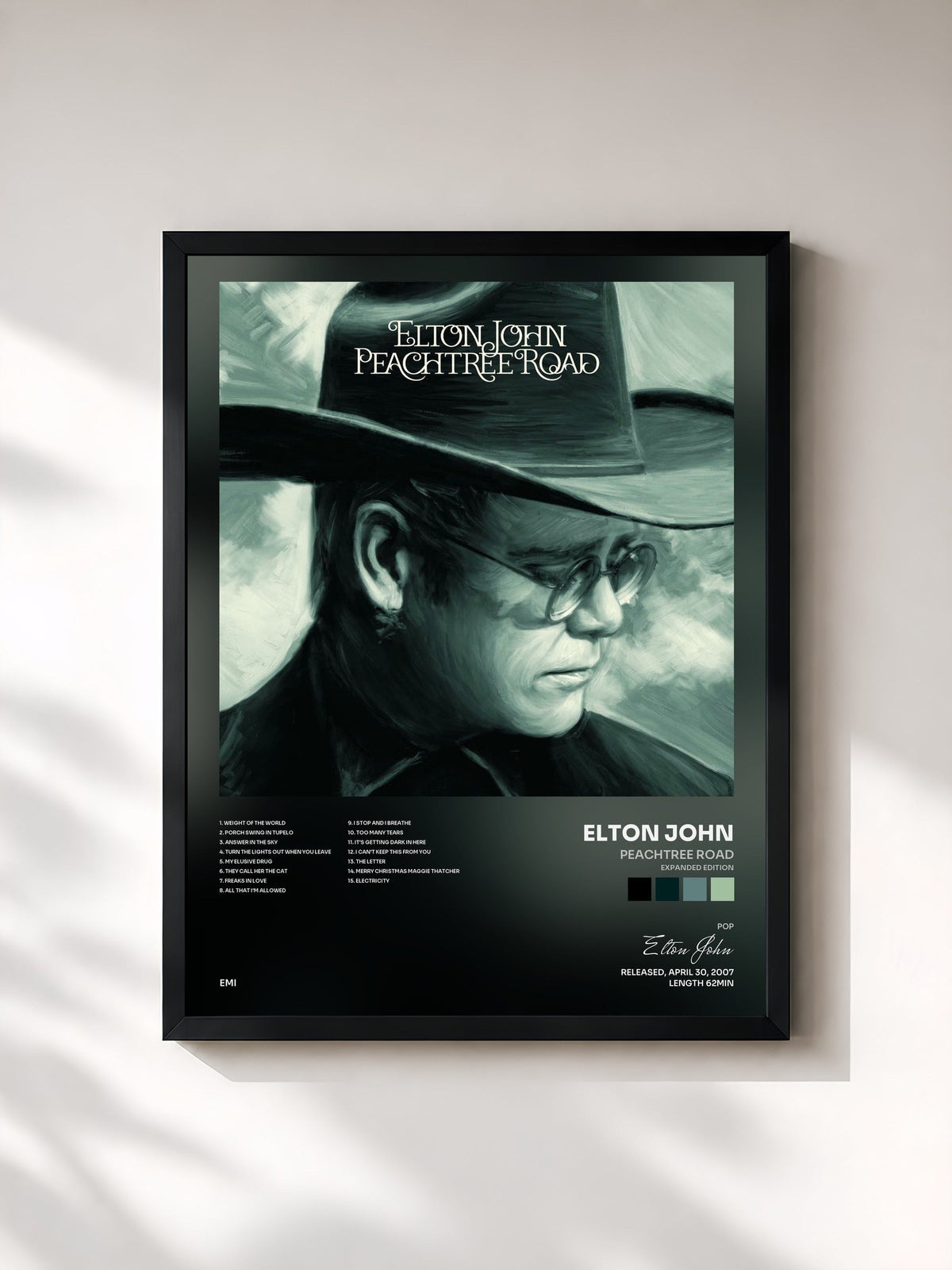 #noir Tableau de l'album Peachtree Road (Expanded Edition) de Elton John, cadre noir, imprimé et encadré en France