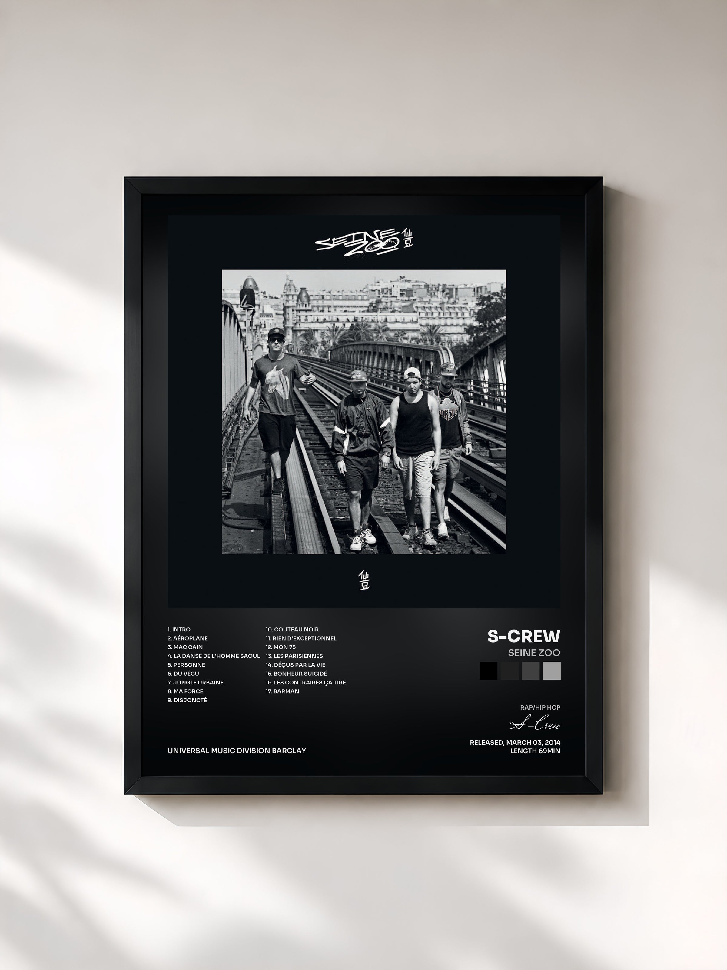 #noir Seine Zoo by S-Crew as a framed art print, black frame, printed and framed in France
