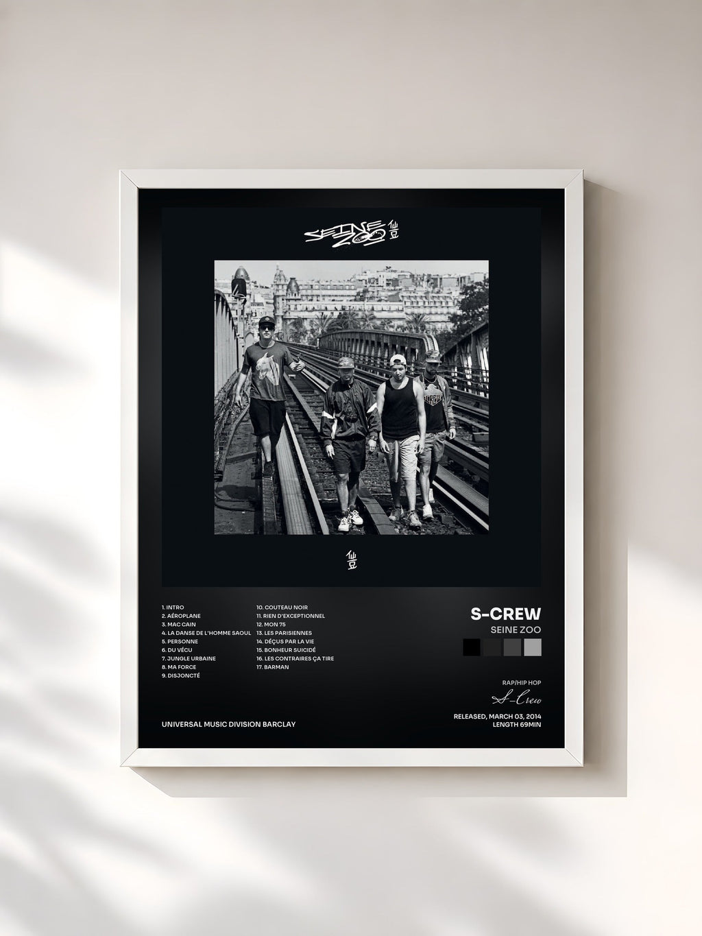#blanc Tableau de l'album Seine Zoo de S-Crew, cadre blanc, imprimé et encadré en France