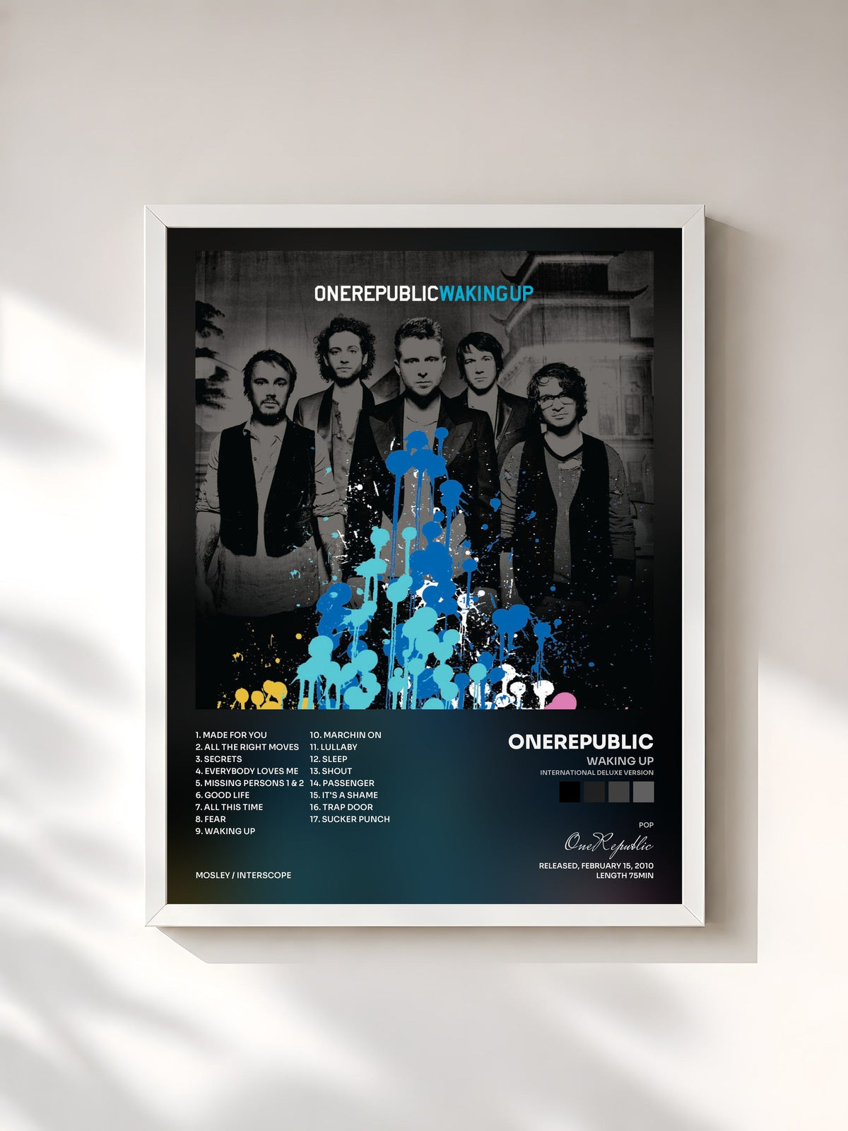 #blanc Tableau de l'album Waking Up (International Deluxe Version) de OneRepublic, cadre blanc, imprimé et encadré en France