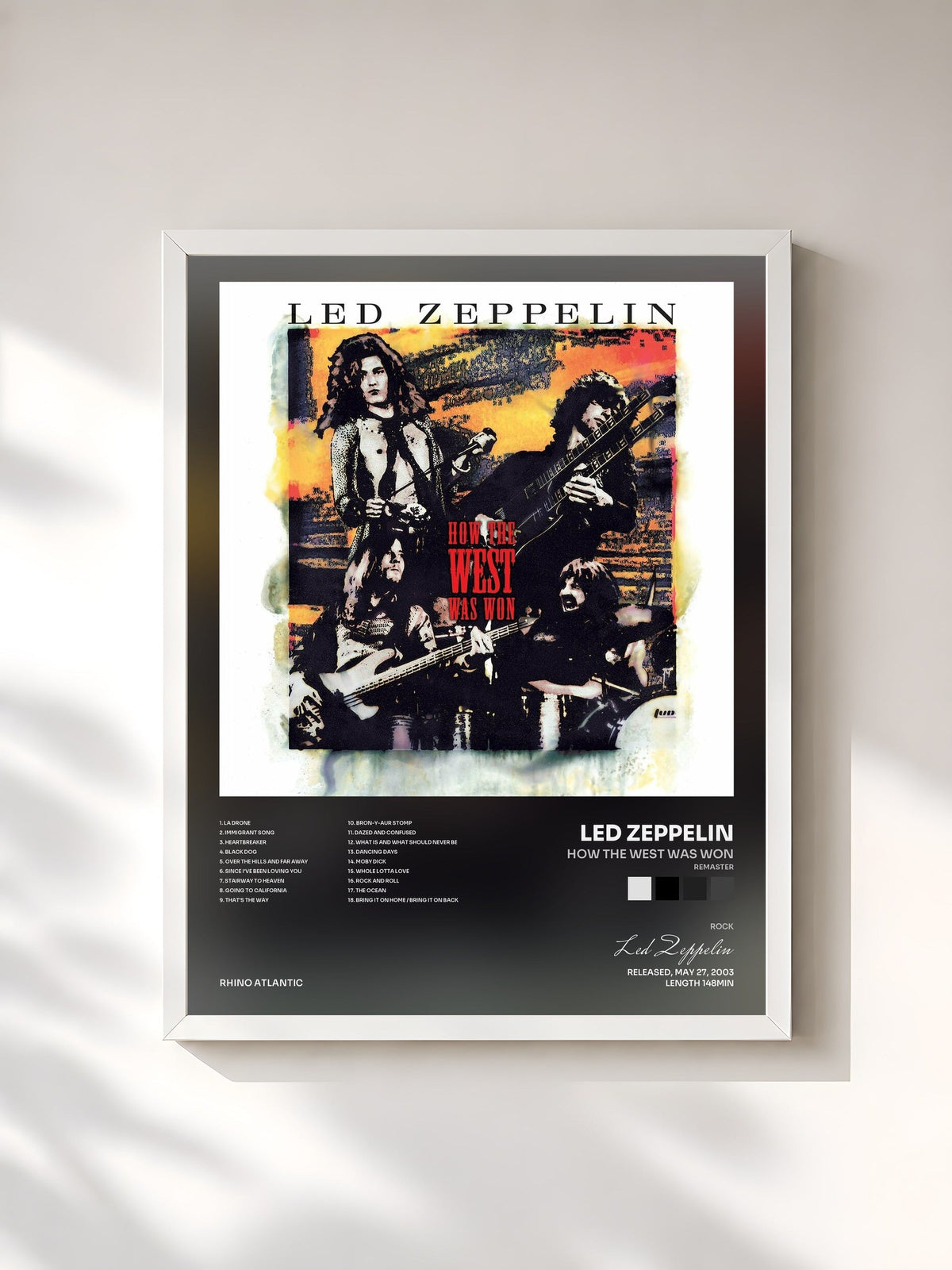 #blanc Tableau de l'album How the West Was Won (Remaster) de Led Zeppelin, cadre blanc, imprimé et encadré en France