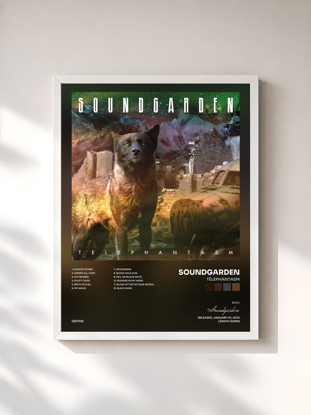 #blanc Telephantasm von Soundgarden als gerahmter Kunstdruck, weißer Rahmen, gedruckt und gerahmt in Frankreich