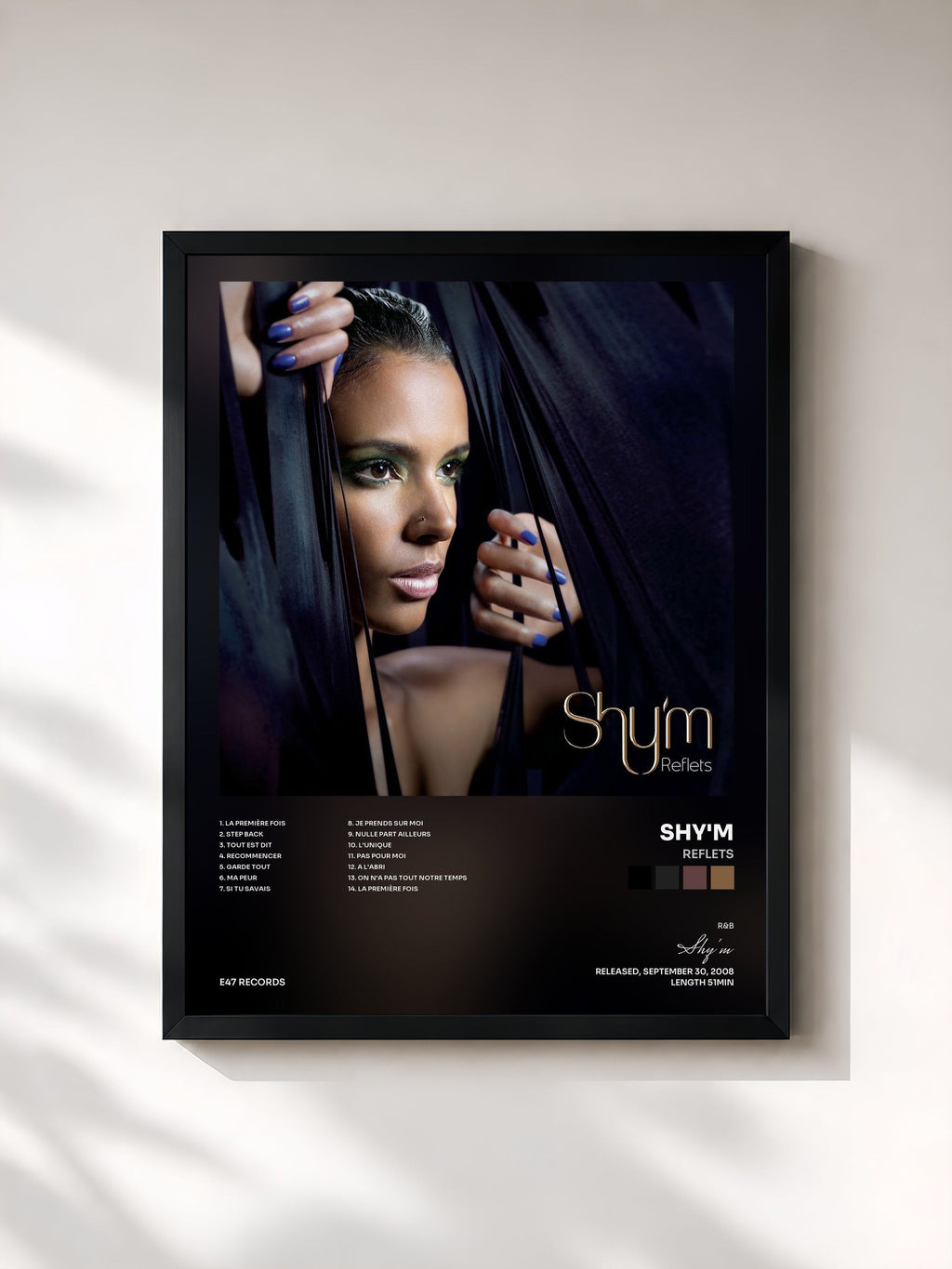 #noir Reflets by Shy'm as a framed art print, black frame, printed and framed in France