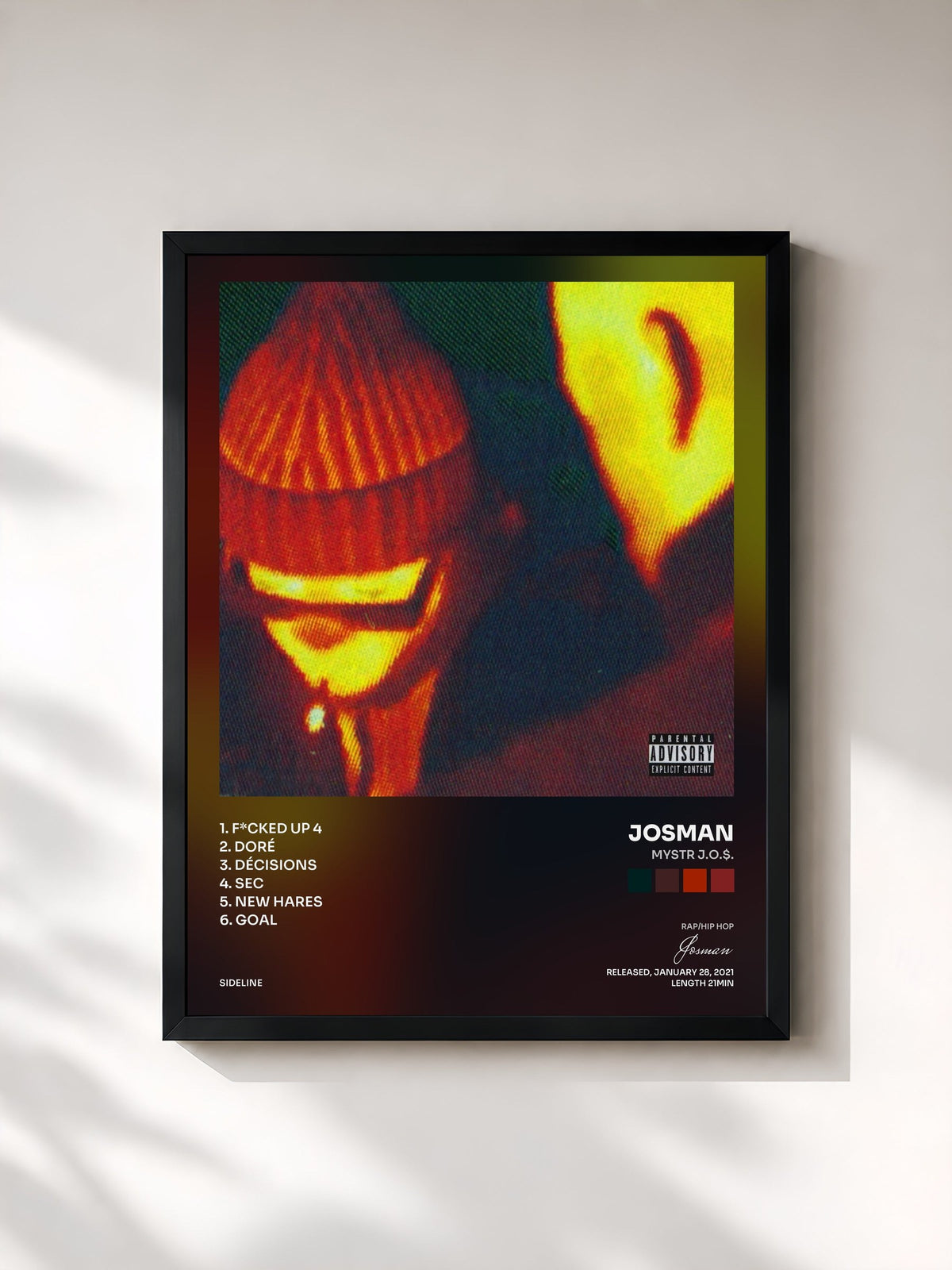 #noir Tableau de l'album MYSTR J.O.$. de Josman, cadre noir, imprimé et encadré en France
