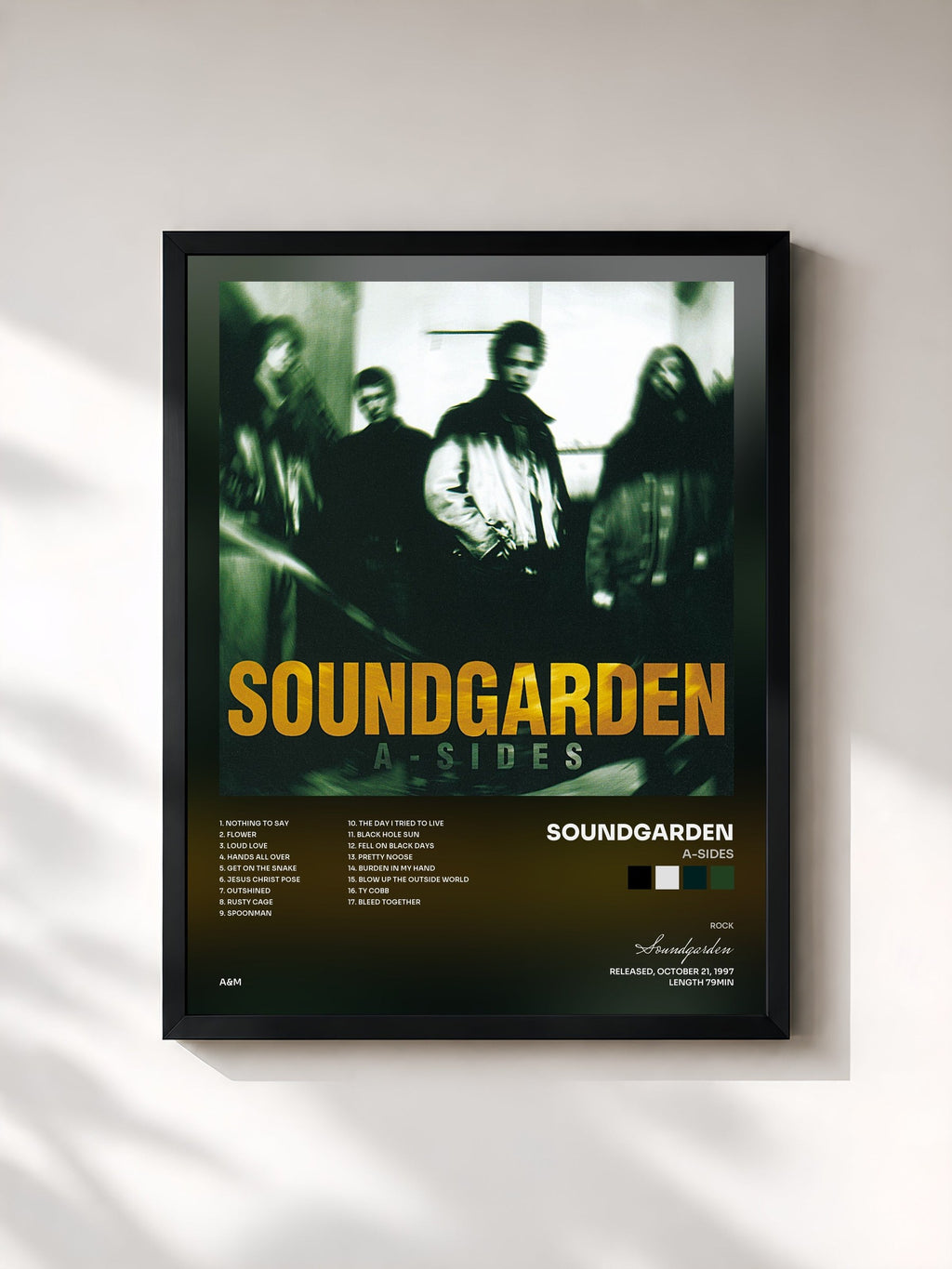 #noir A-Sides de Soundgarden en lámina enmarcada, marco negro, impresa y enmarcada en Francia