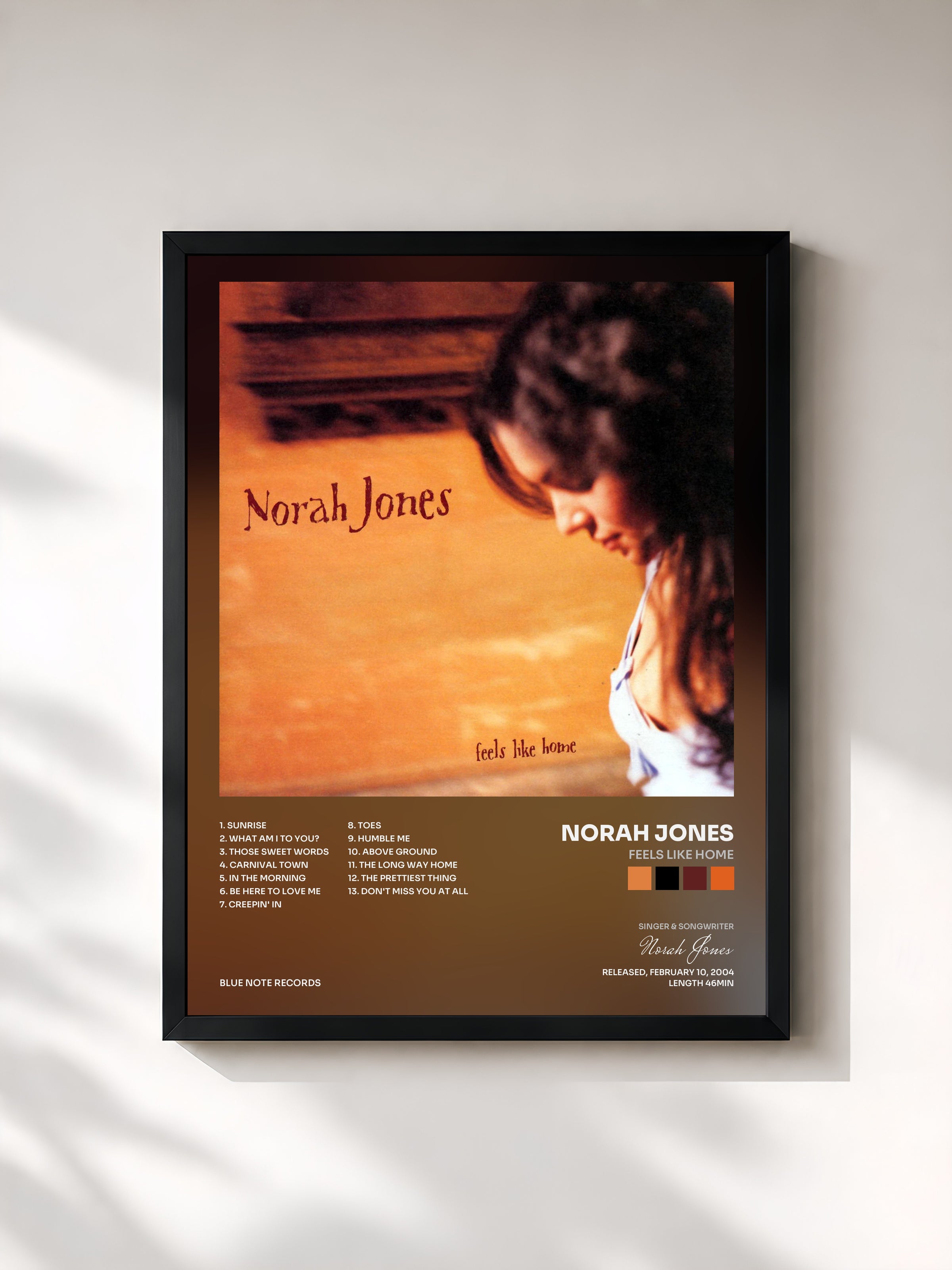 #noir Feels Like Home by Norah Jones as a framed art print, black frame, printed and framed in France