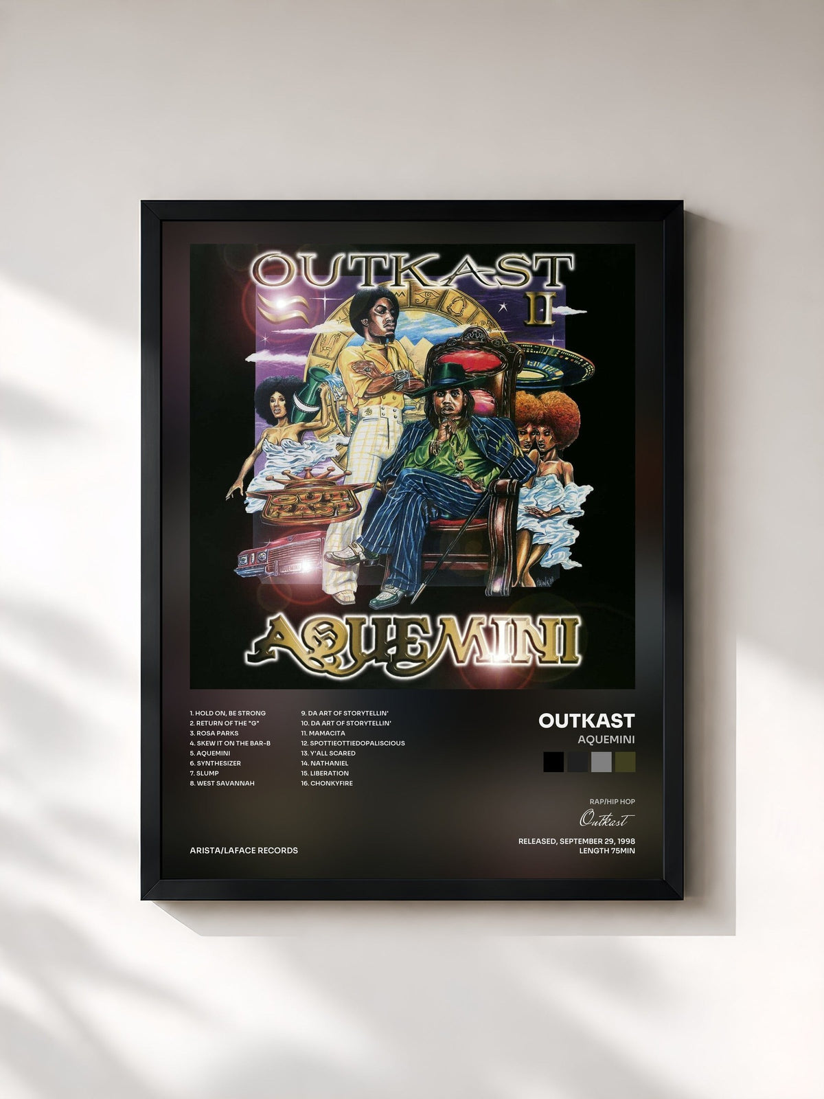 #noir Tableau de l'album Aquemini de Outkast, cadre noir, imprimé et encadré en France