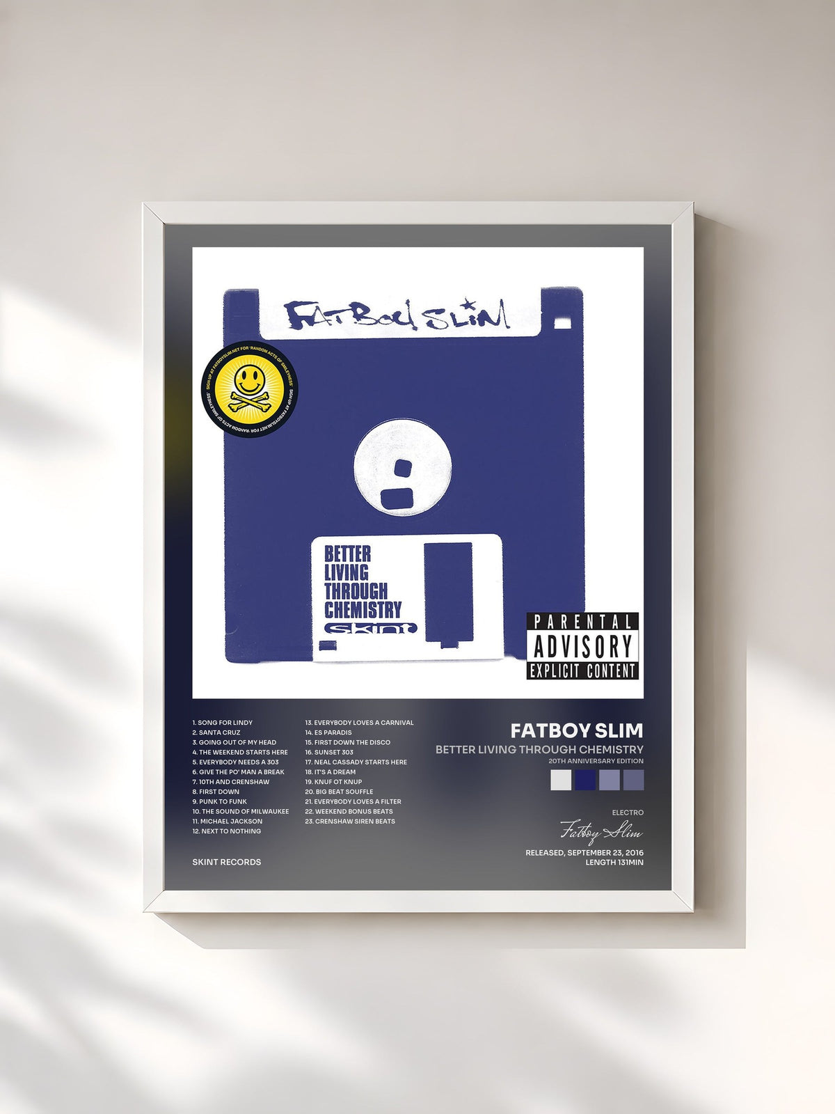 #blanc Tableau de l'album Better Living Through Chemistry (20th Anniversary Edition) de Fatboy Slim, cadre blanc, imprimé et encadré en France