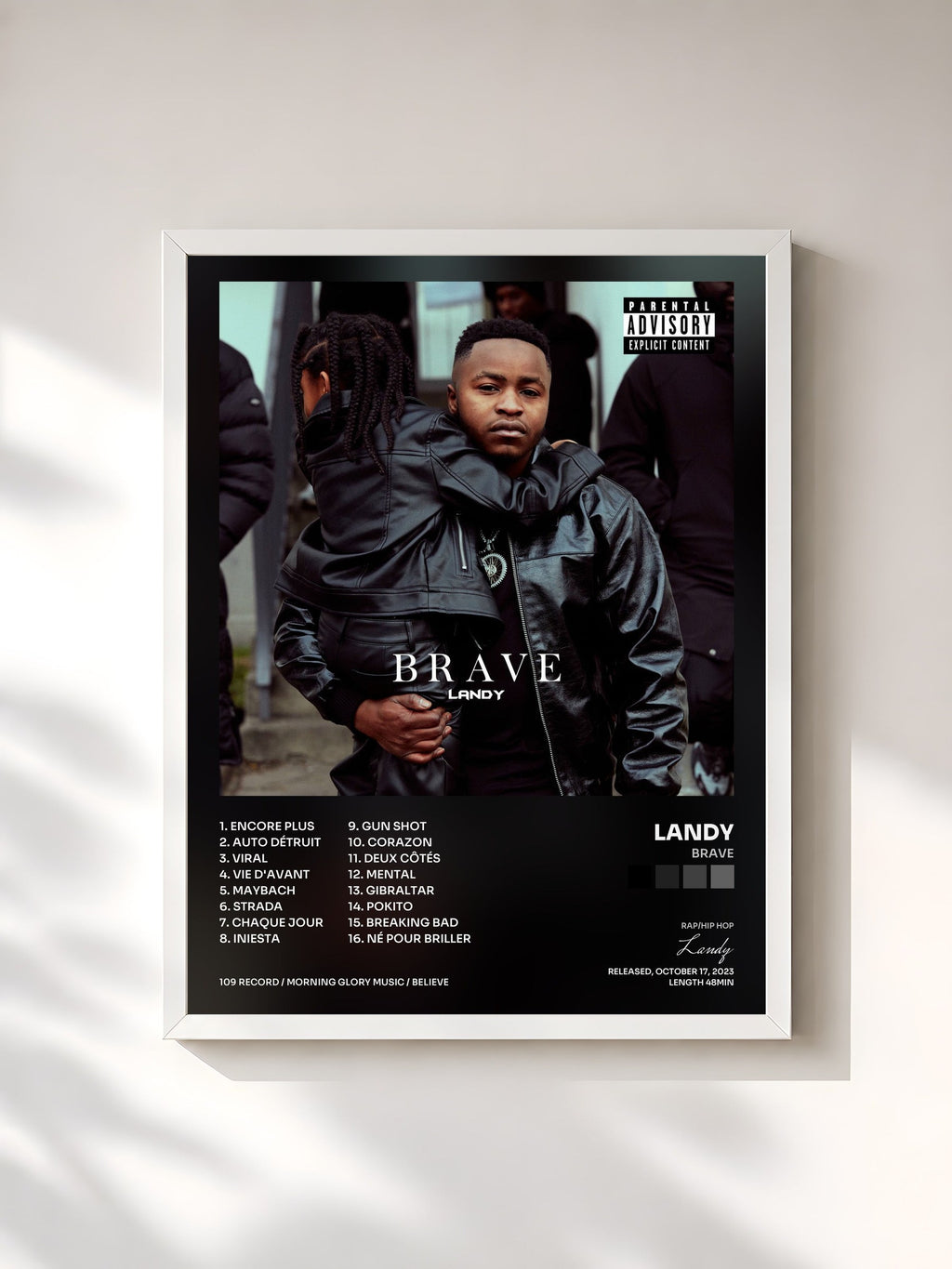 #blanc Tableau de l'album BRAVE de Landy, cadre blanc, imprimé et encadré en France