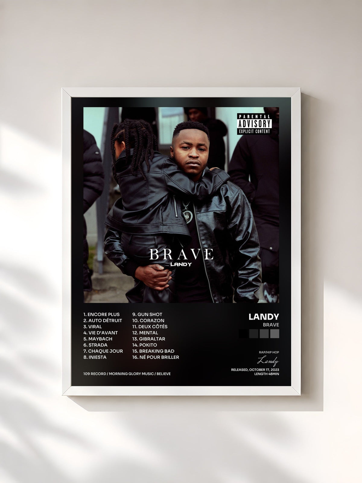 #blanc Tableau de l'album BRAVE de Landy, cadre blanc, imprimé et encadré en France