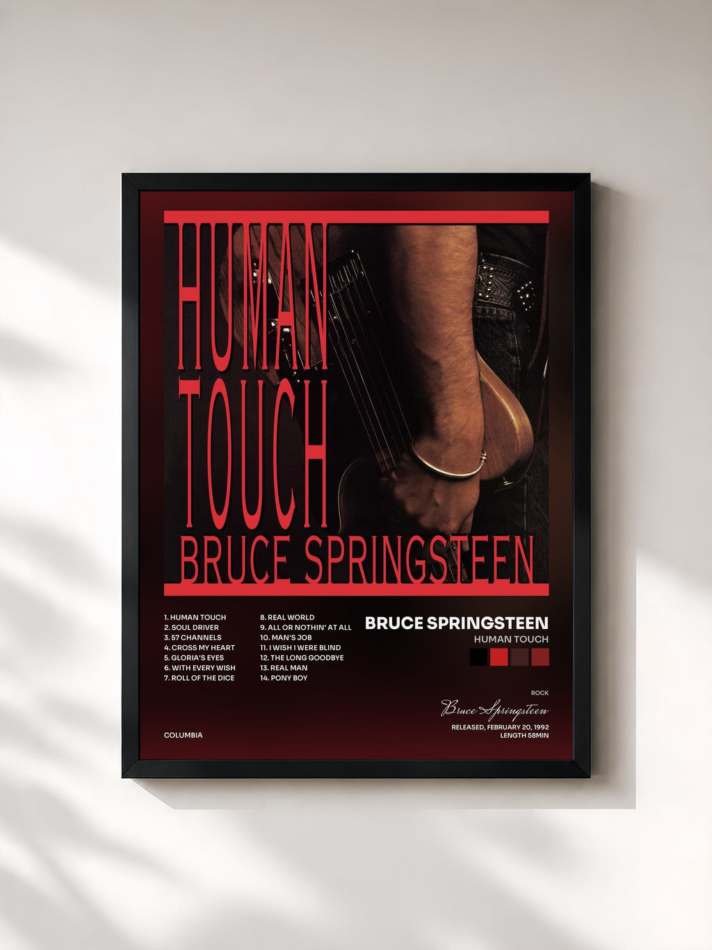 #noir Human Touch von Bruce Springsteen als gerahmter Kunstdruck, schwarzer Rahmen, gedruckt und gerahmt in Frankreich