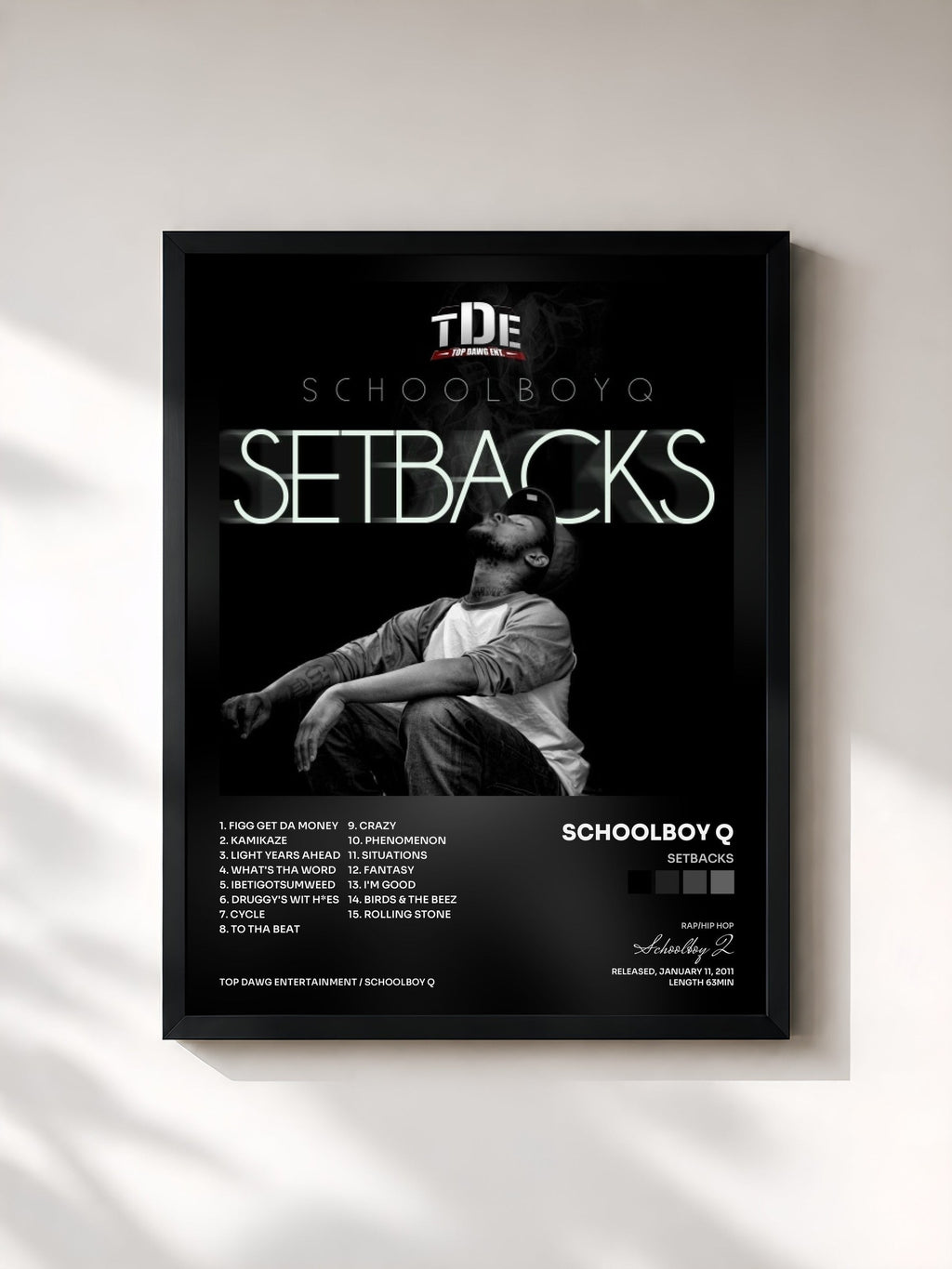 #noir Setbacks von Schoolboy Q als gerahmter Kunstdruck, schwarzer Rahmen, gedruckt und gerahmt in Frankreich