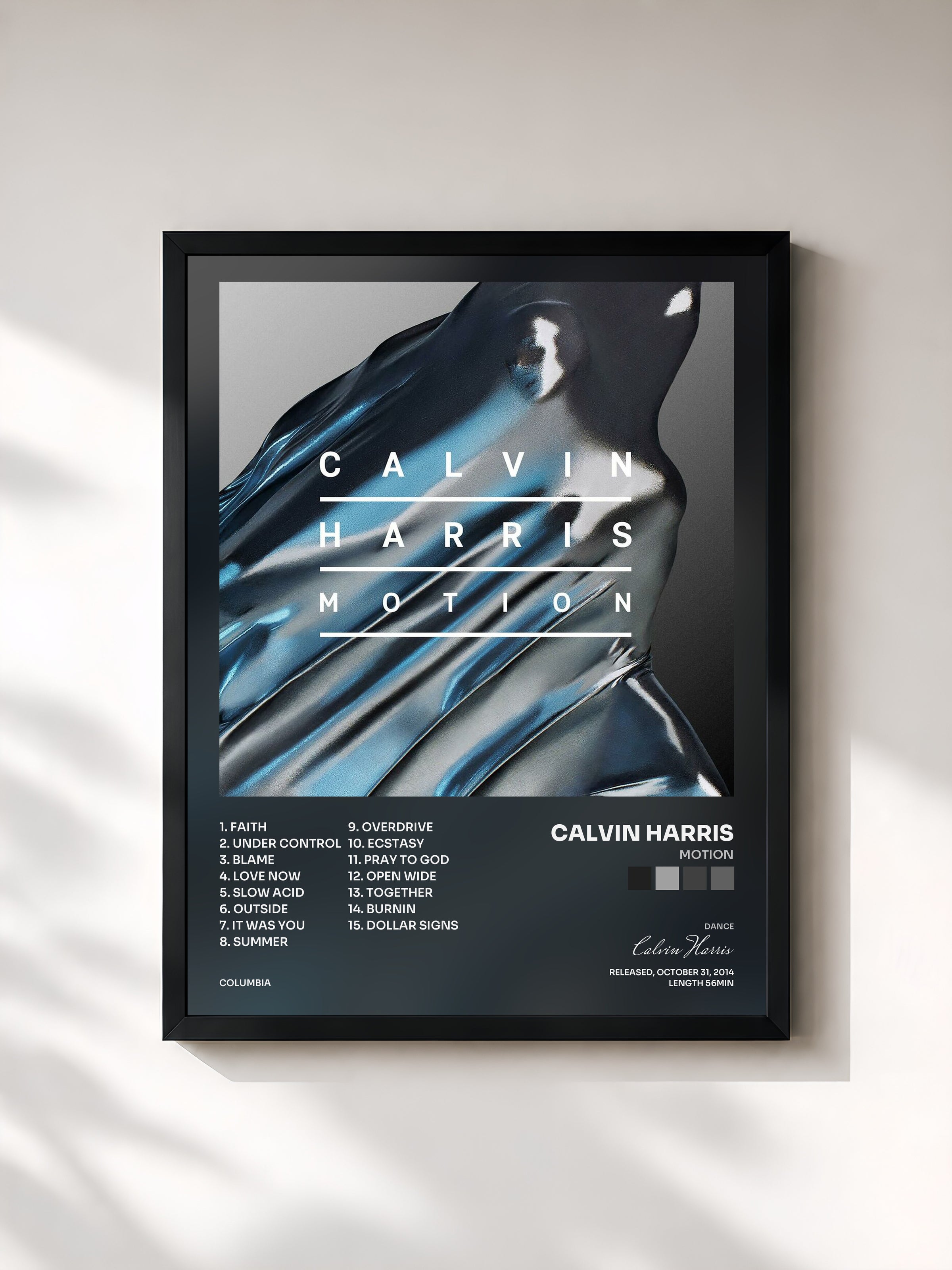 #noir Motion di Calvin Harris in stampa incorniciata, cornice nera, stampata e incorniciata in Francia