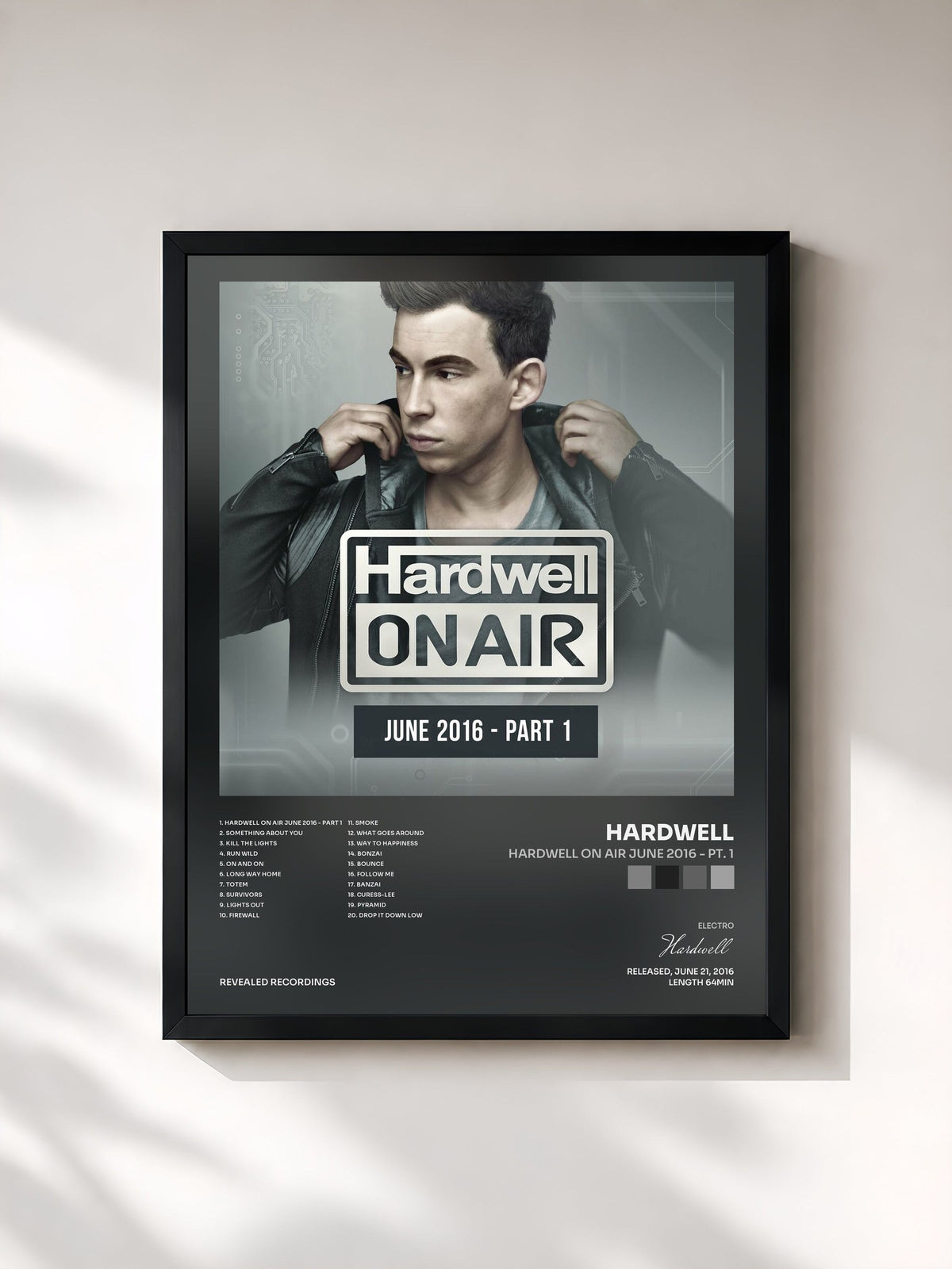 #noir Tableau de l'album Hardwell On Air June 2016 - Pt. 1 de Hardwell, cadre noir, imprimé et encadré en France
