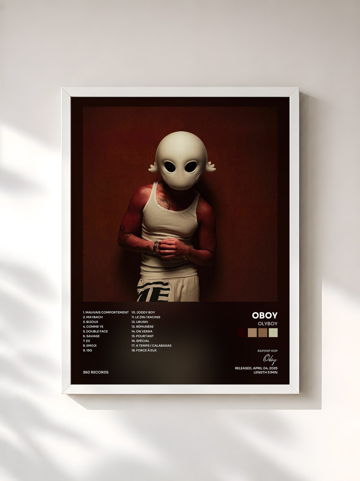 #blanc Tableau de l'album Olyboy de Oboy, cadre blanc, imprimé et encadré en France