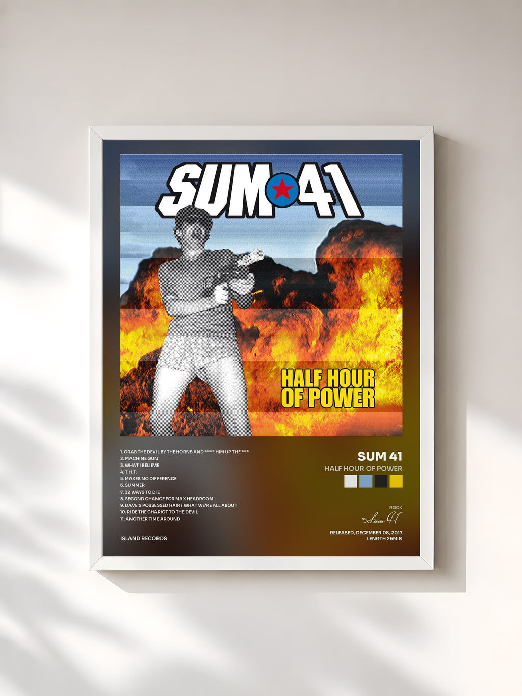 #blanc Half Hour Of Power di Sum 41 in stampa incorniciata, cornice bianca, stampata e incorniciata in Francia