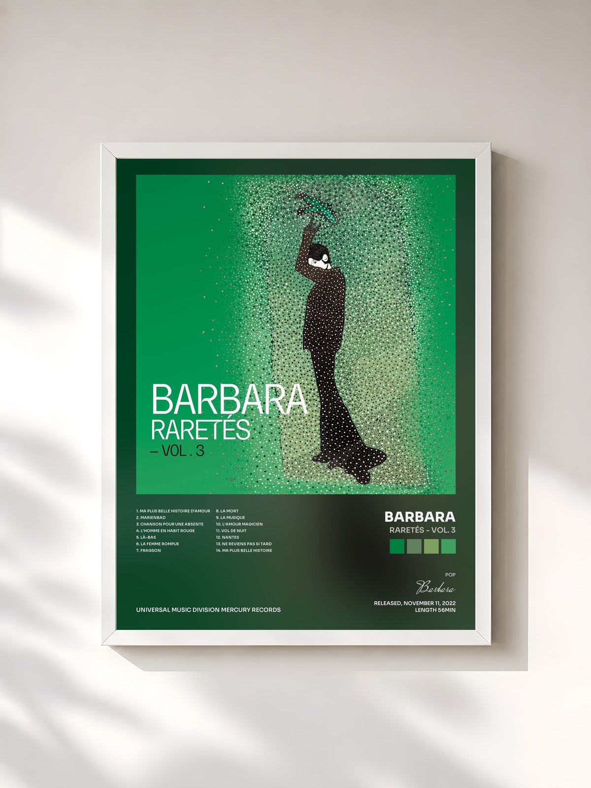 #blanc Tableau de l'album Raretés - Vol. 3 de Barbara, cadre blanc, imprimé et encadré en France