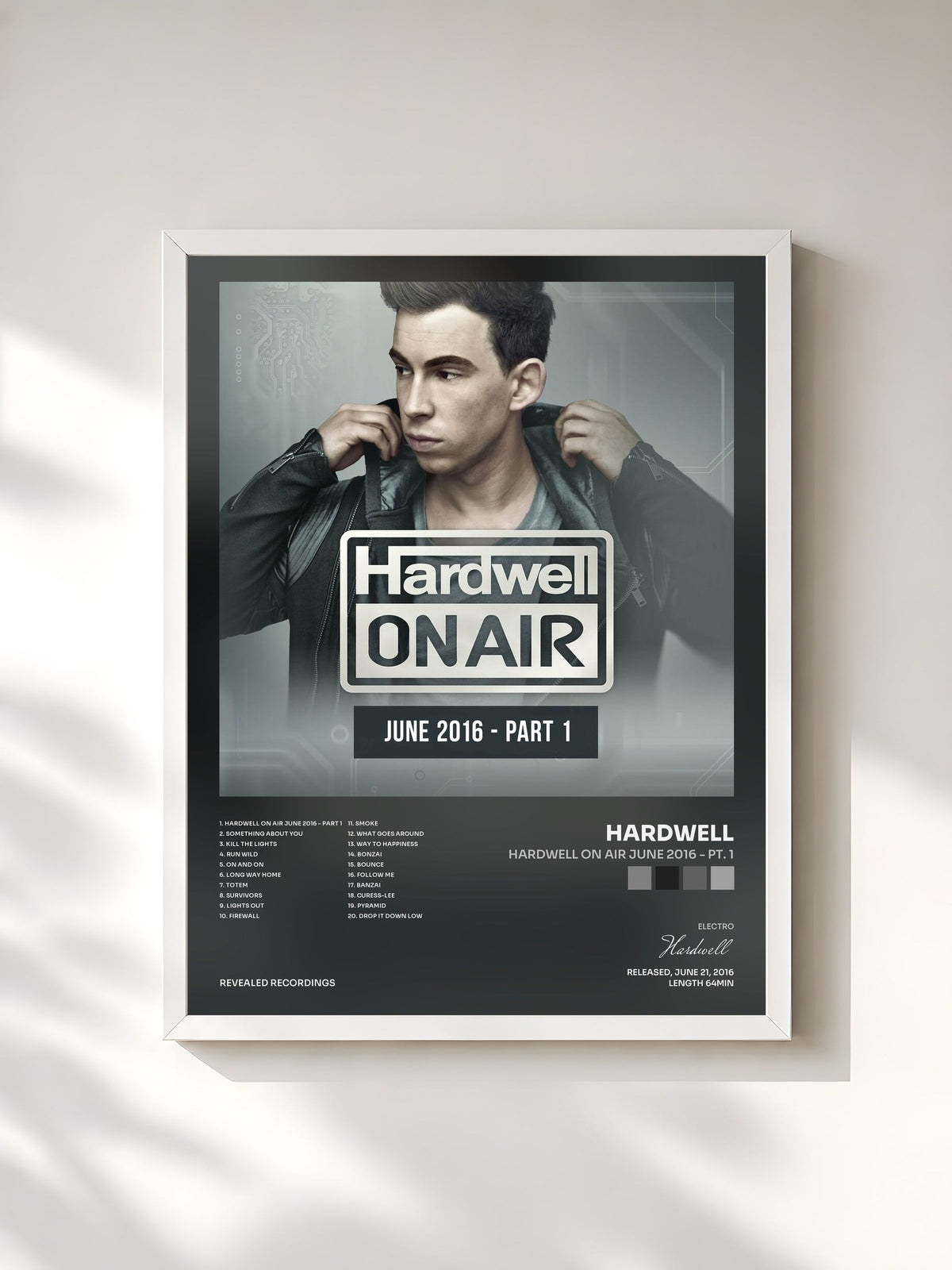#blanc Tableau de l'album Hardwell On Air June 2016 - Pt. 1 de Hardwell, cadre blanc, imprimé et encadré en France