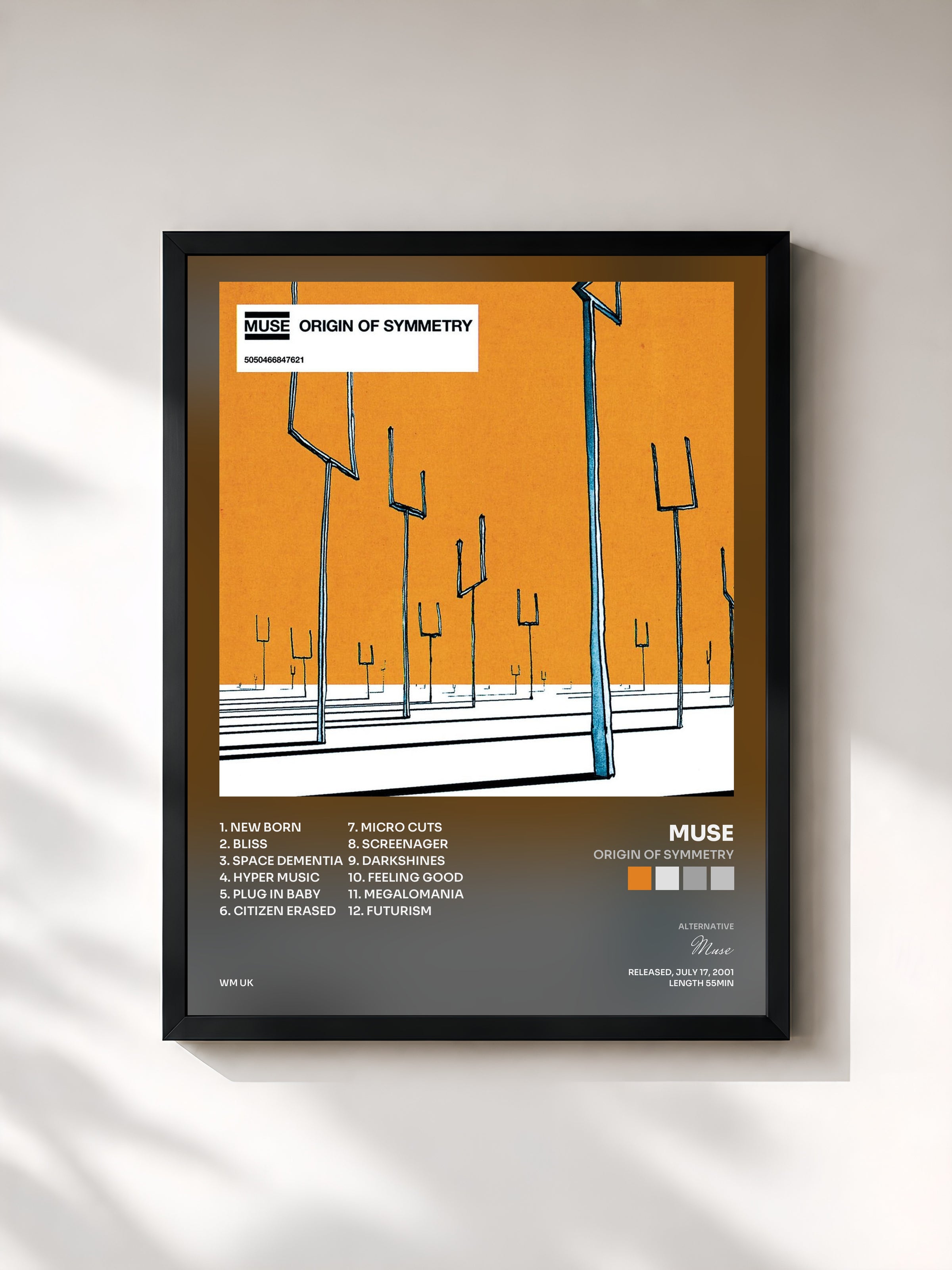 #noir Origin of Symmetry by Muse as a framed art print, black frame, printed and framed in France