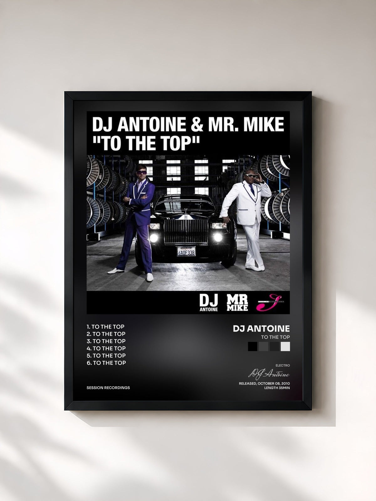 #noir Tableau de l'album To the Top de DJ Antoine, cadre noir, imprimé et encadré en France