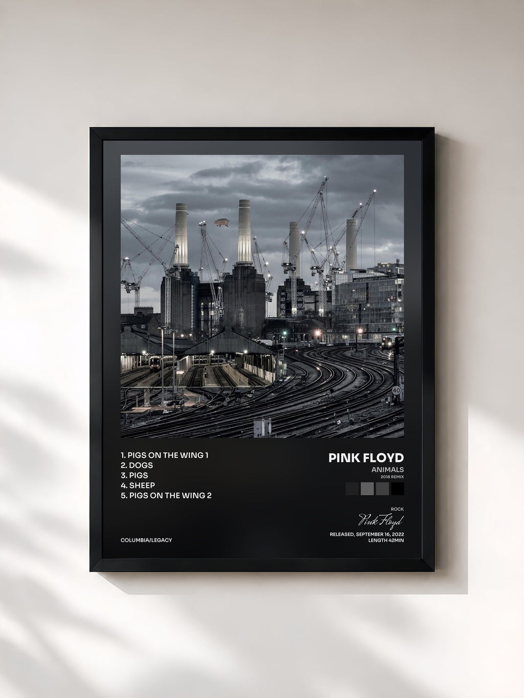 #noir Animals (2018 Remix) di Pink Floyd in stampa incorniciata, cornice nera, stampata e incorniciata in Francia