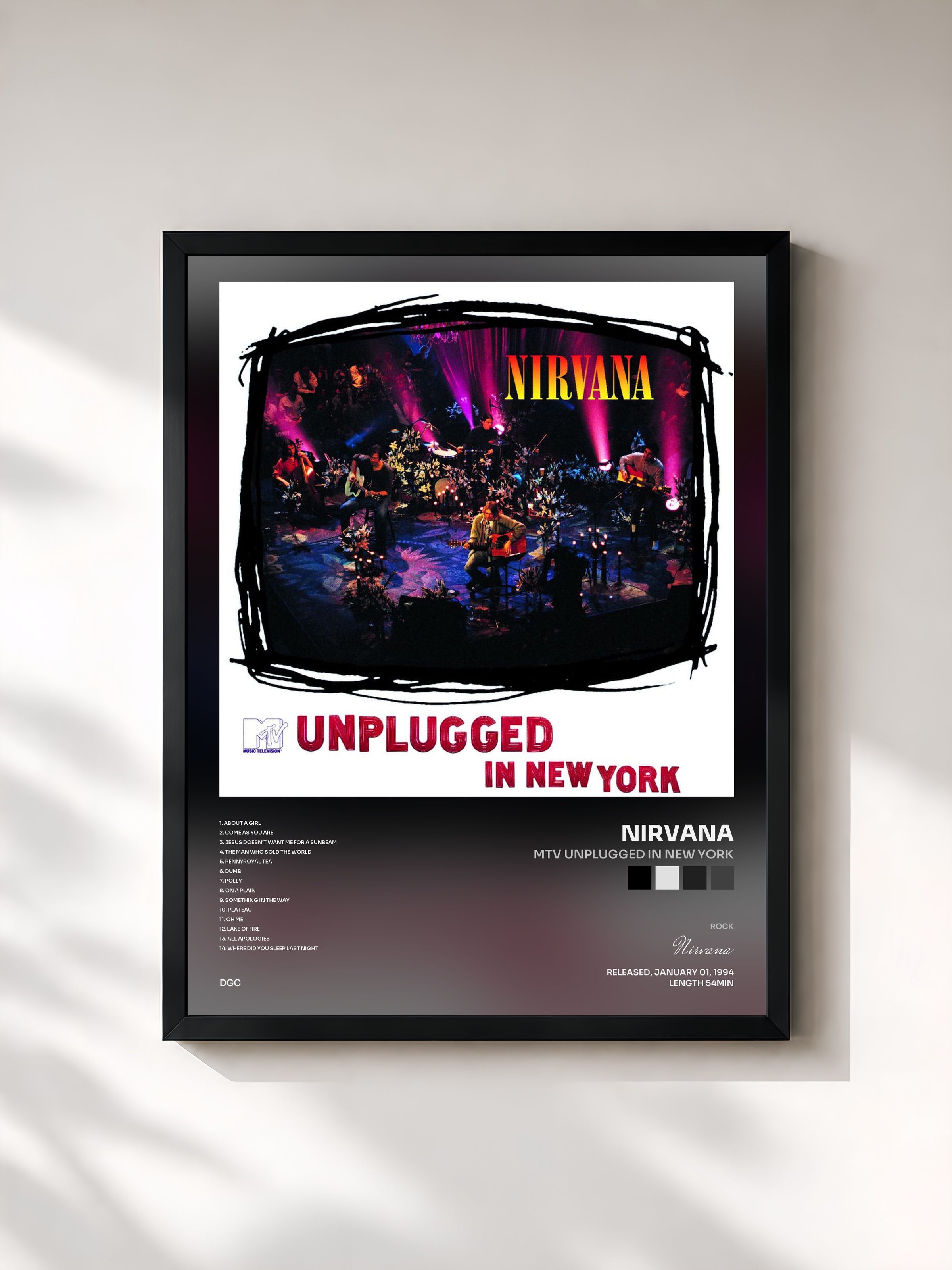 #noir MTV Unplugged In New York di Nirvana in stampa incorniciata, cornice nera, stampata e incorniciata in Francia
