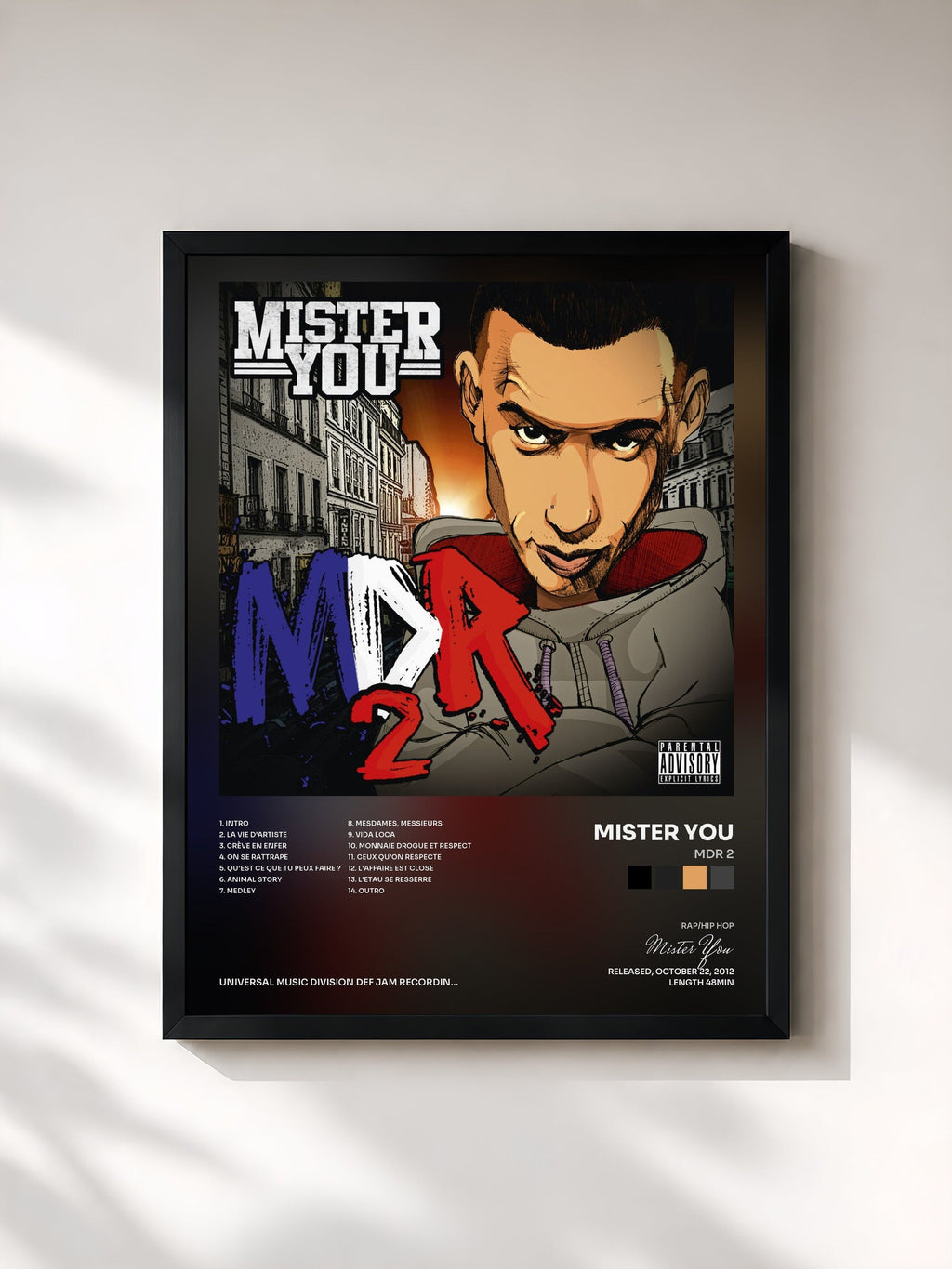 #noir Tableau de l'album MDR 2 de Mister You, cadre noir, imprimé et encadré en France