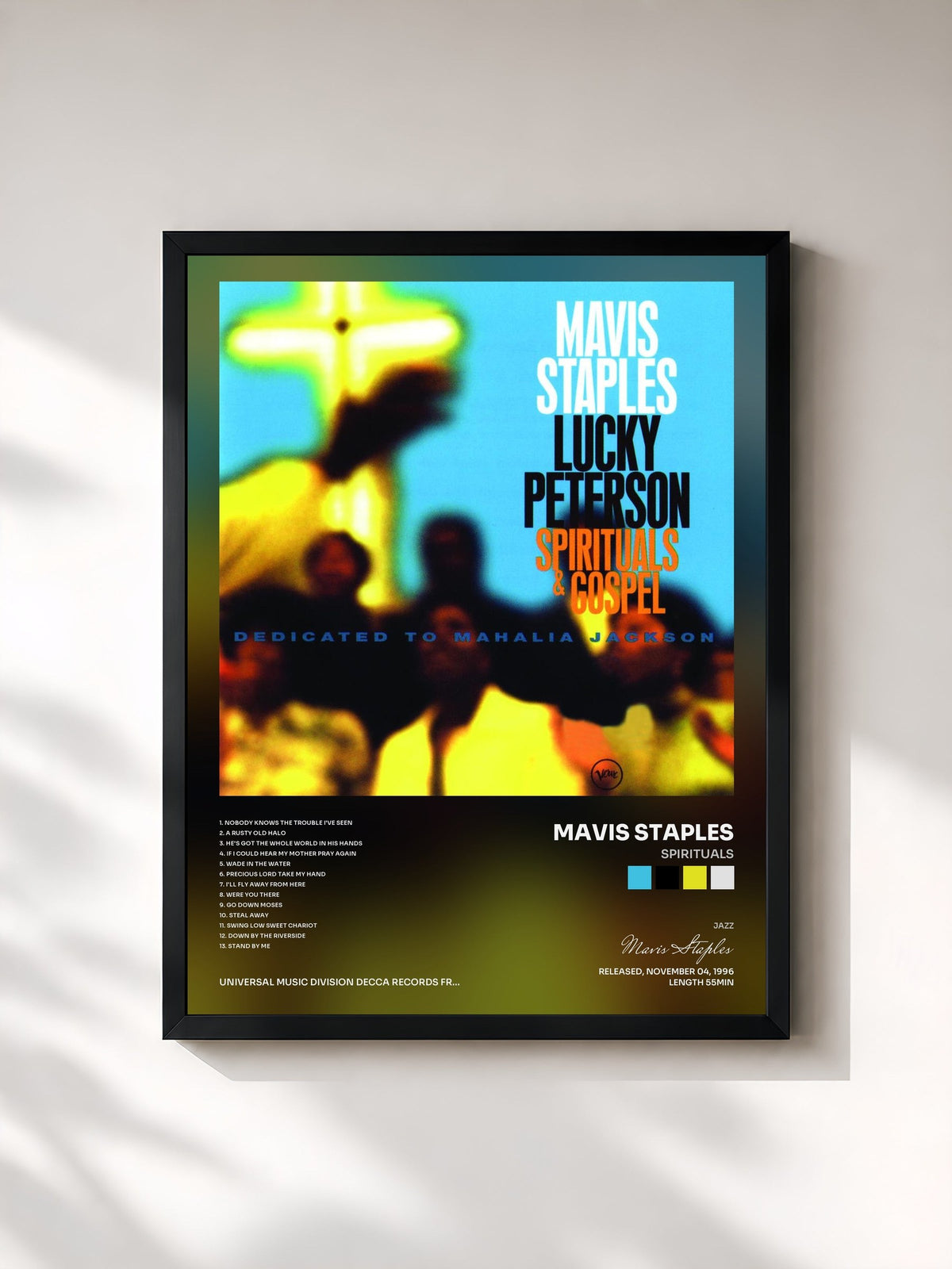 #noir Tableau de l'album Spirituals de Mavis Staples, cadre noir, imprimé et encadré en France