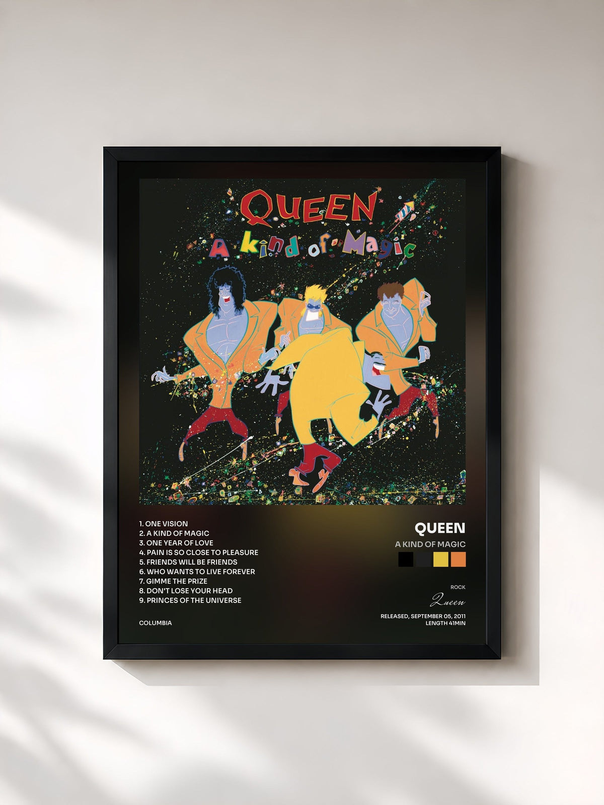 #noir Tableau de l'album A Kind Of Magic de Queen, cadre noir, imprimé et encadré en France