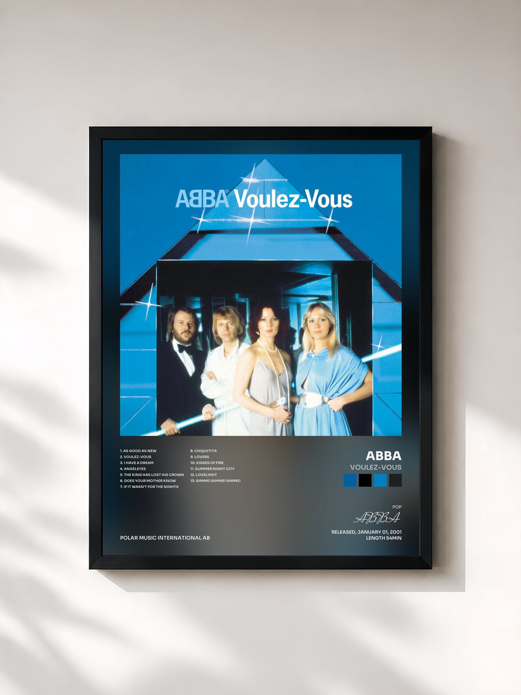 #noir Voulez-Vous by ABBA as a framed art print, black frame, printed and framed in France