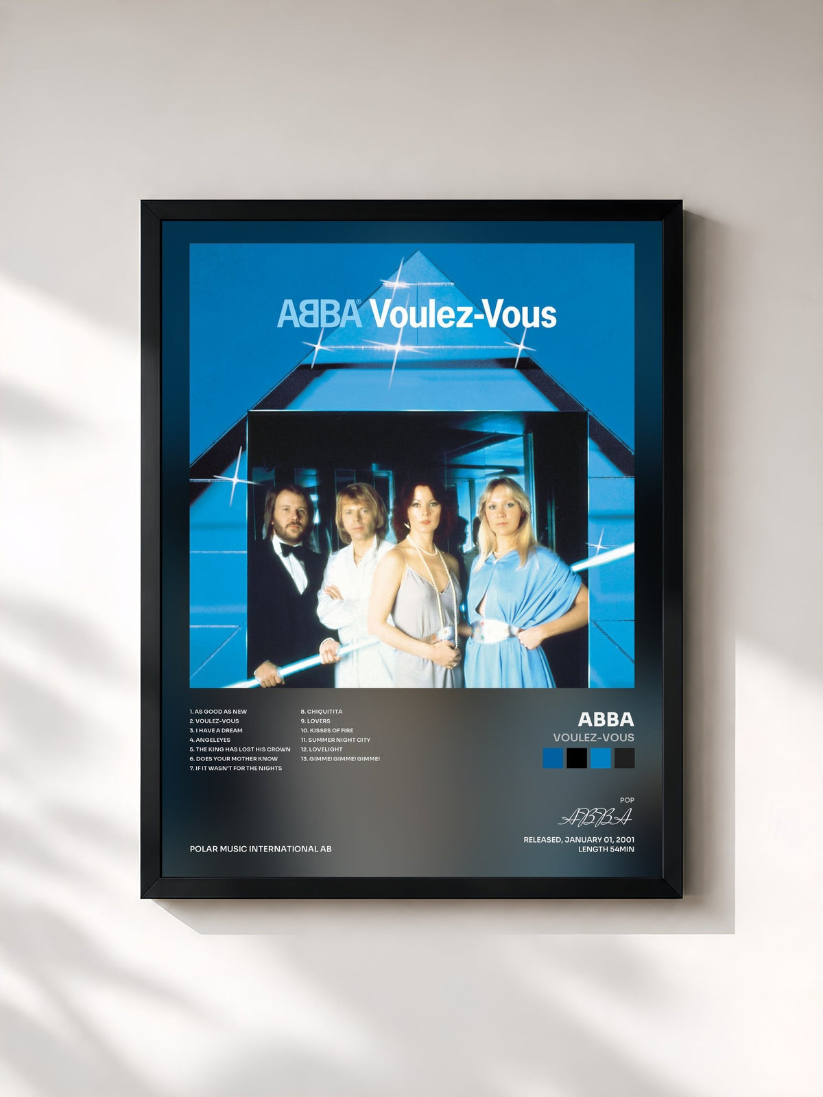#noir Tableau de l'album Voulez-Vous de ABBA, cadre noir, imprimé et encadré en France