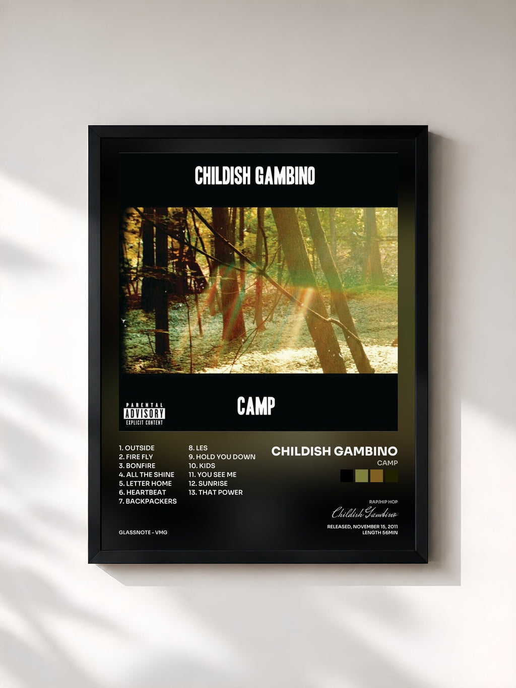 #noir Camp von Childish Gambino als gerahmter Kunstdruck, schwarzer Rahmen, gedruckt und gerahmt in Frankreich