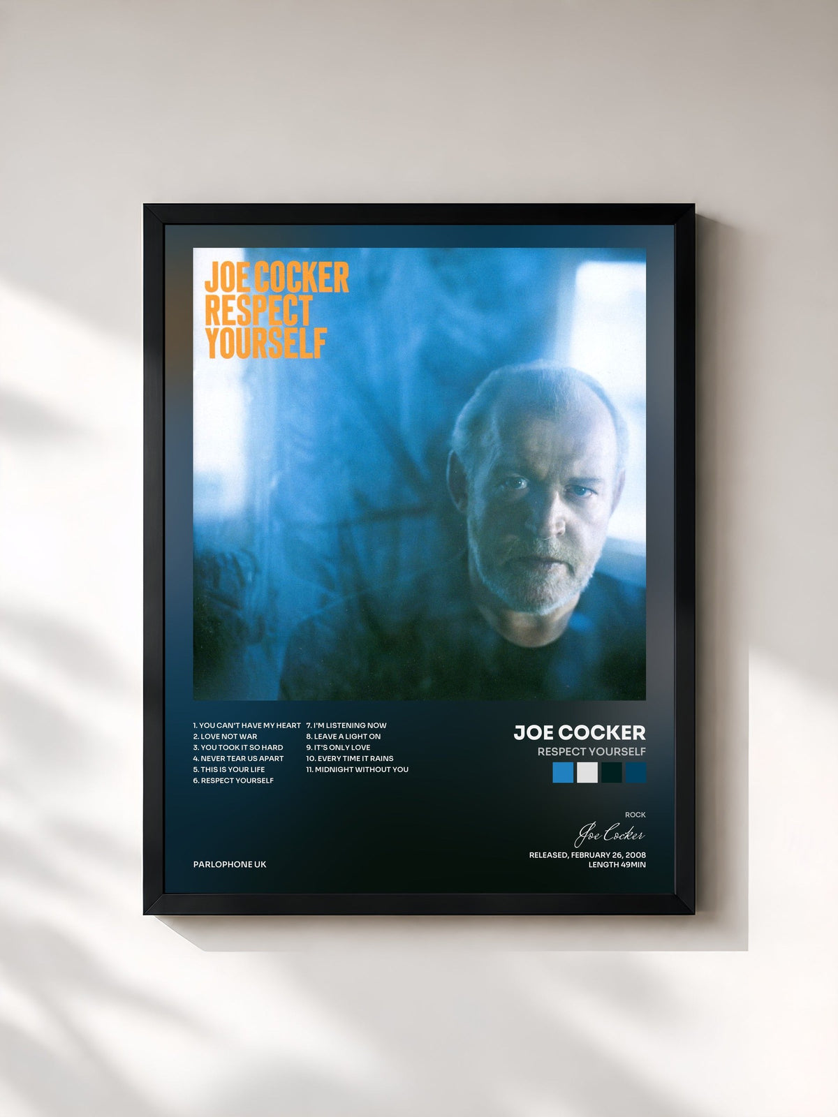 #noir Respect Yourself di Joe Cocker in stampa incorniciata, cornice nera, stampata e incorniciata in Francia