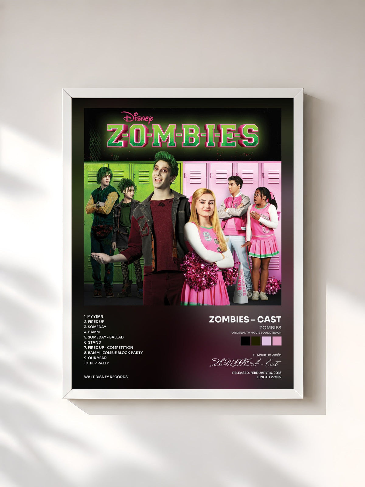 #blanc Tableau de l'album ZOMBIES (Original TV Movie Soundtrack) de ZOMBIES – Cast, cadre blanc, imprimé et encadré en France