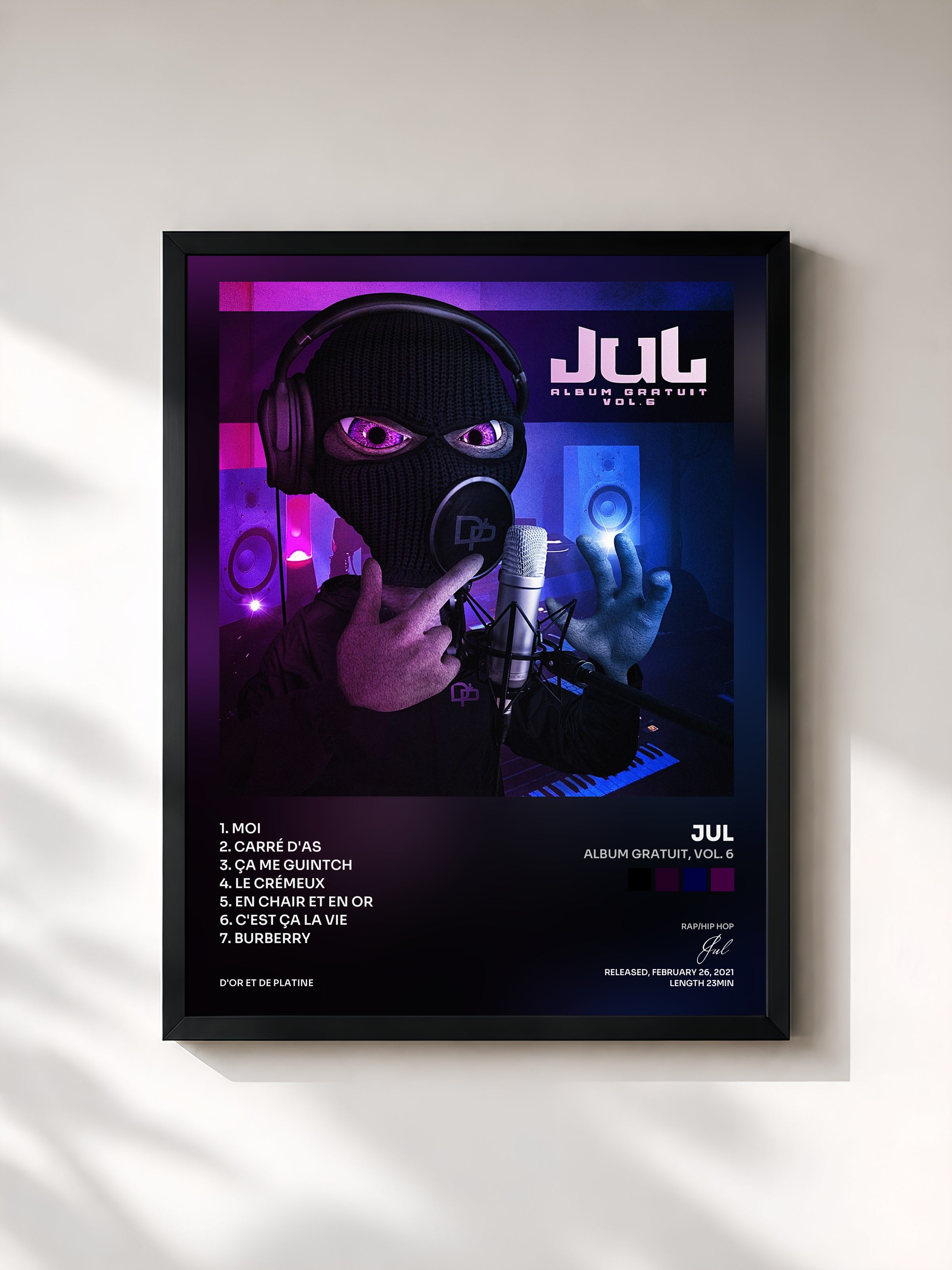 #noir Tableau de l'album Album gratuit, vol. 6 de Jul, cadre noir, imprimé et encadré en France