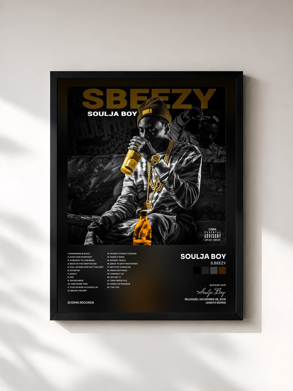 #noir S.Beezy von Soulja Boy als gerahmter Kunstdruck, schwarzer Rahmen, gedruckt und gerahmt in Frankreich