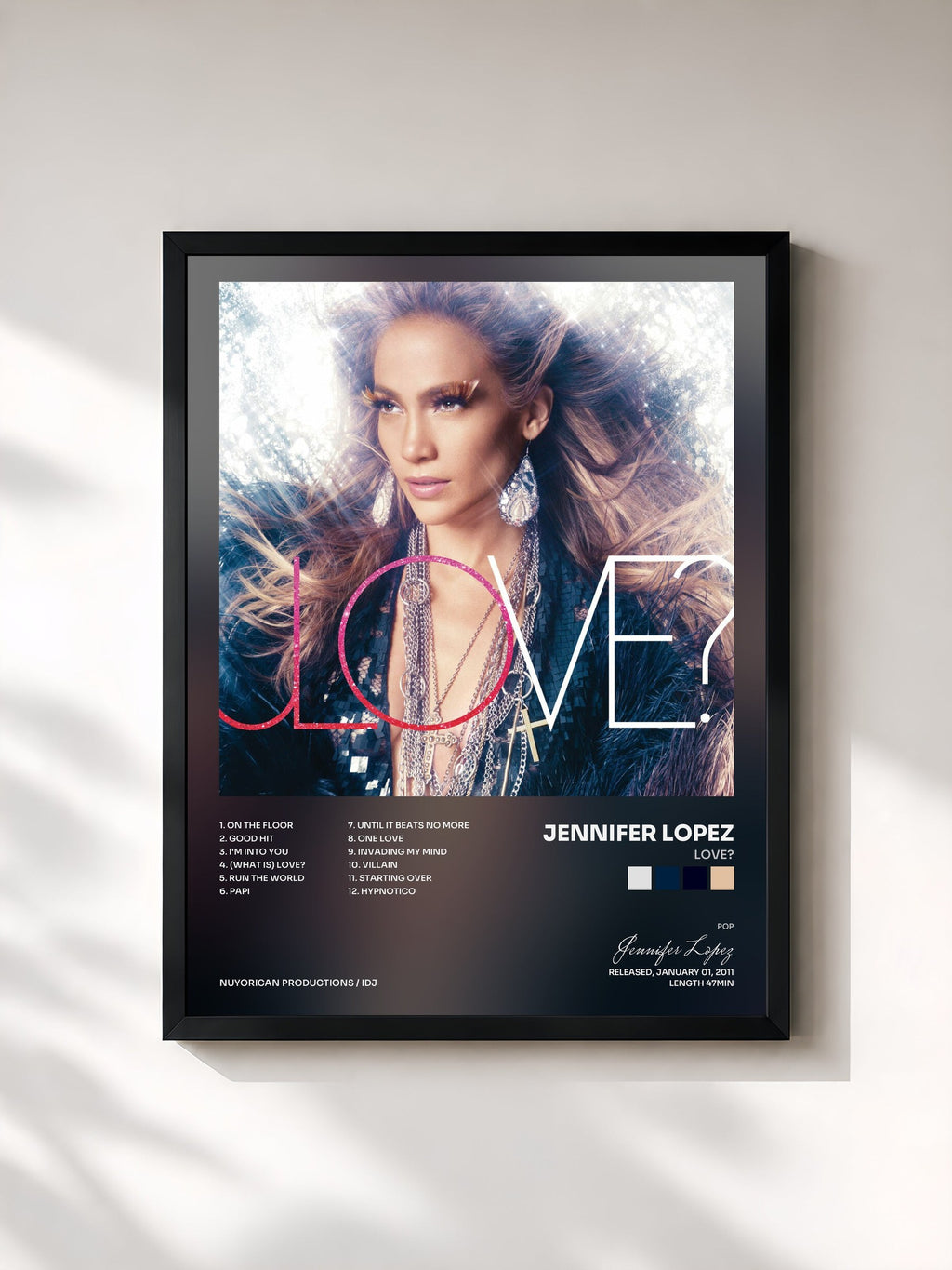 #noir LOVE? by Jennifer Lopez as a framed art print, black frame, printed and framed in France