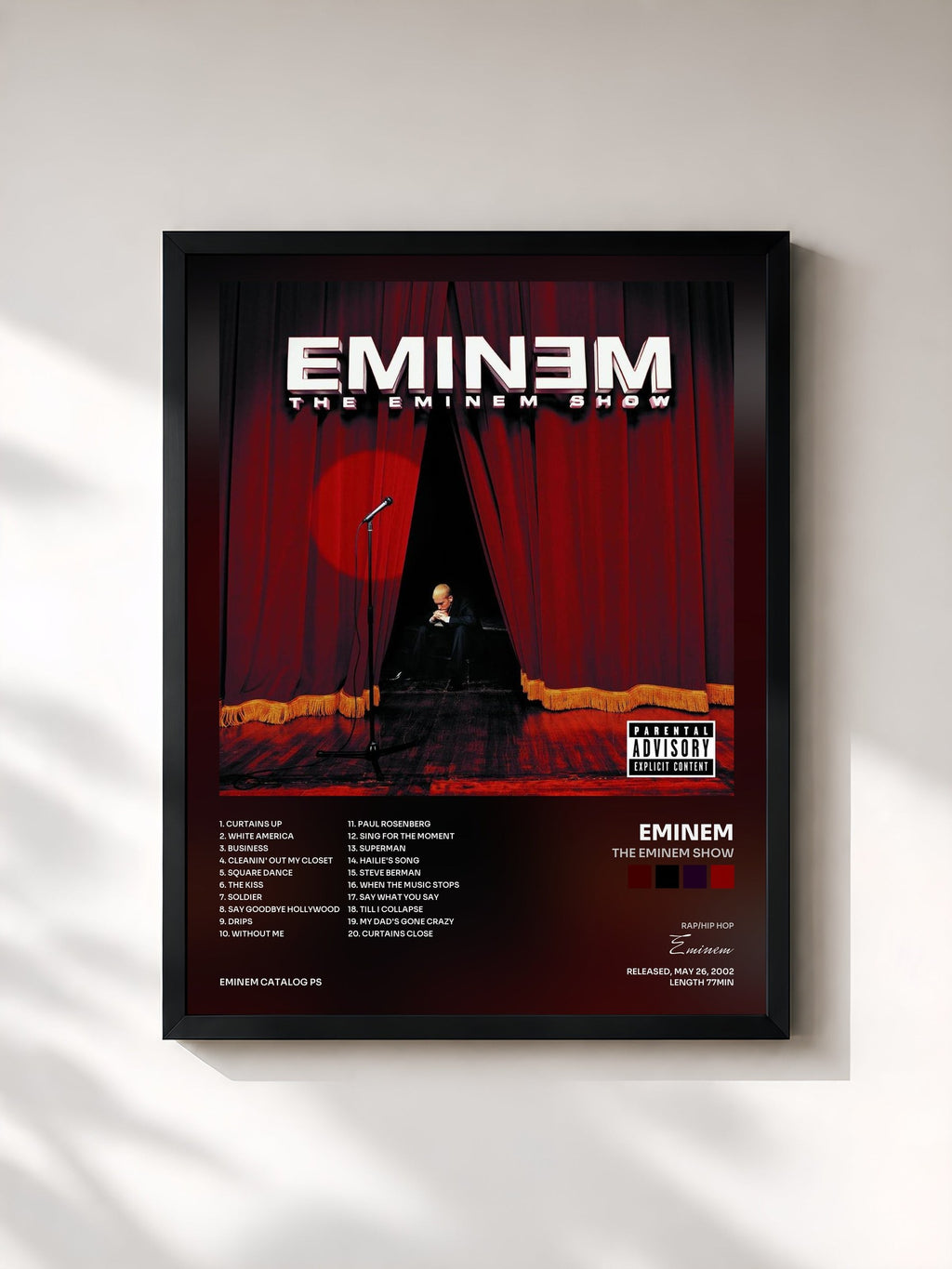 #noir Tableau de l'album The Eminem Show de Eminem, cadre noir, imprimé et encadré en France
