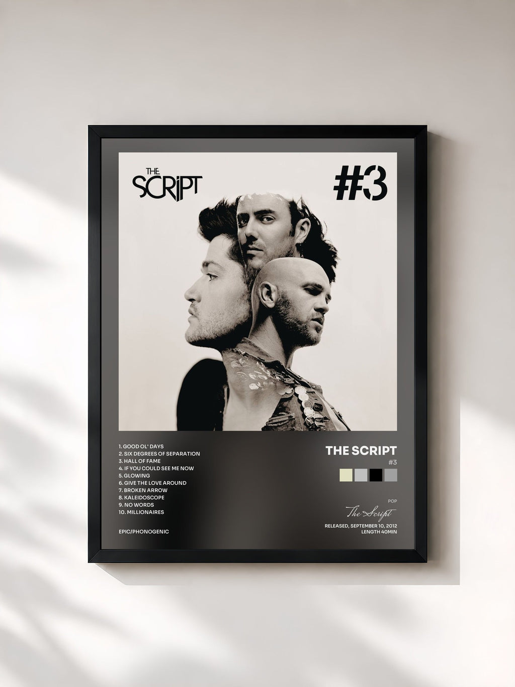 #noir #3 de The Script en lámina enmarcada, marco negro, impresa y enmarcada en Francia
