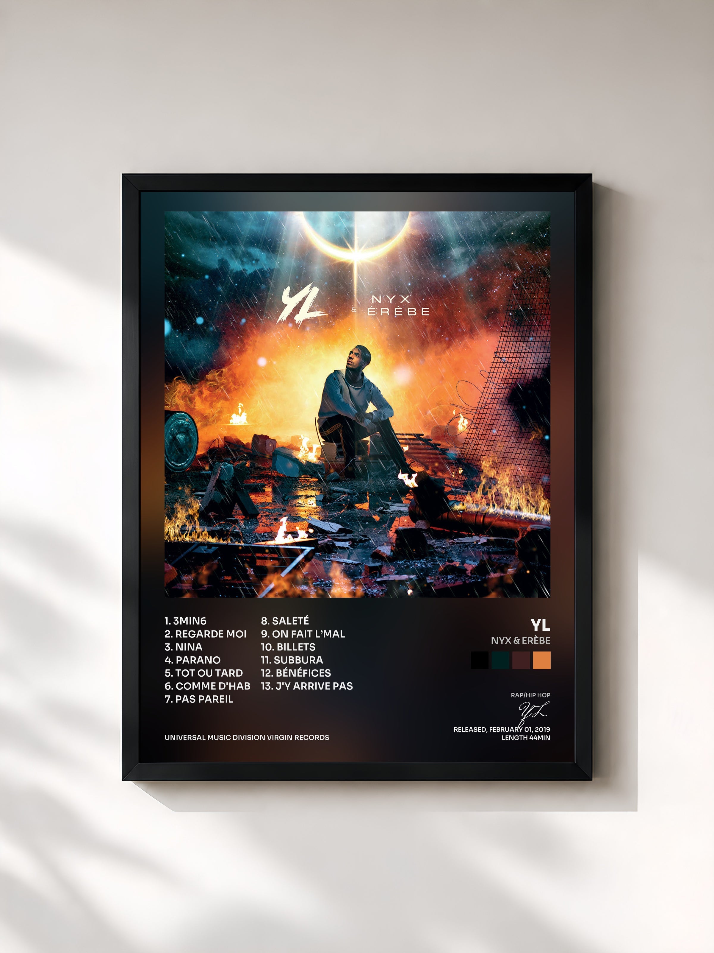 #noir Nyx & Erèbe by YL as a framed art print, black frame, printed and framed in France