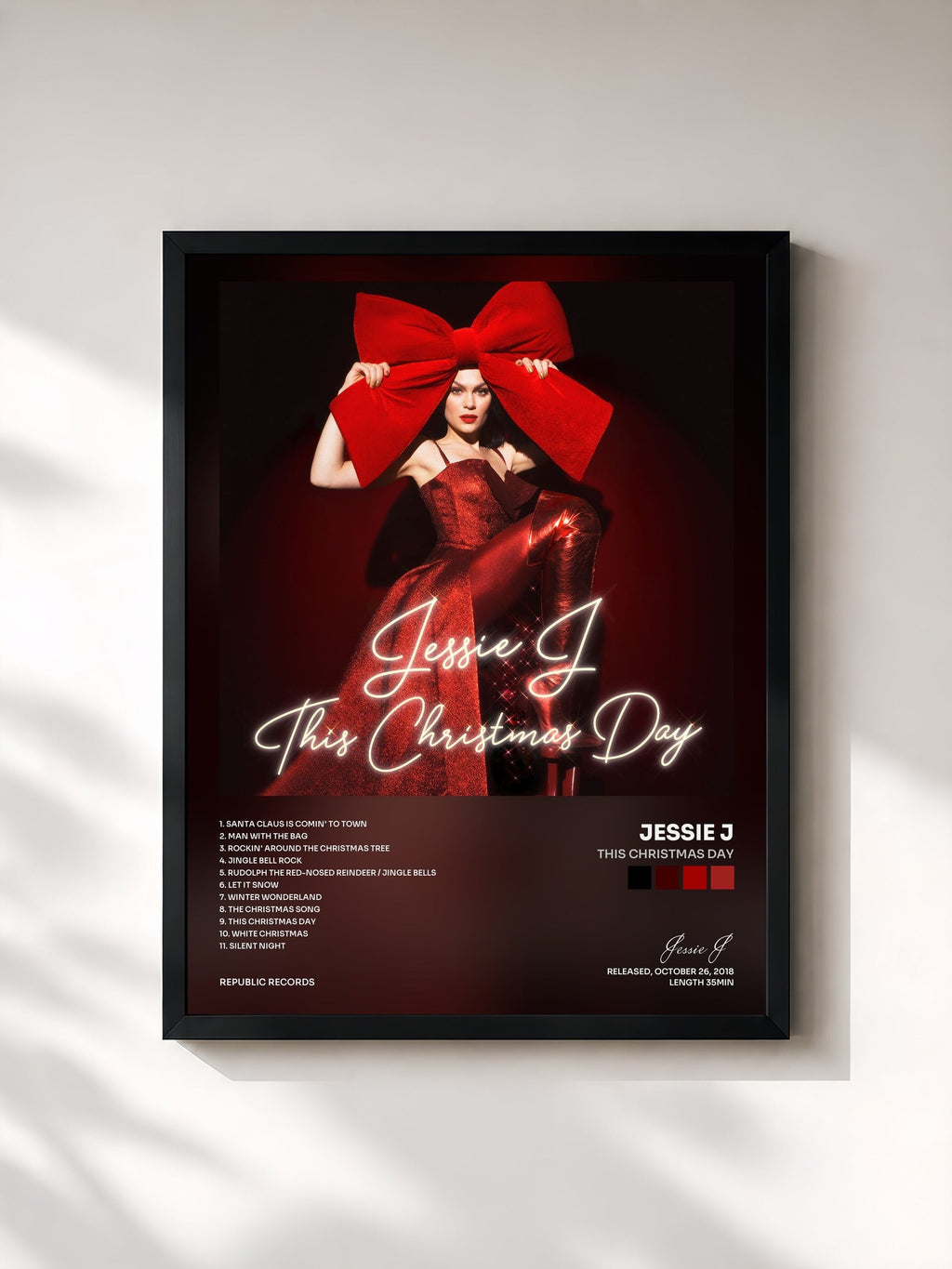 #noir Tableau de l'album This Christmas Day de Jessie J, cadre noir, imprimé et encadré en France