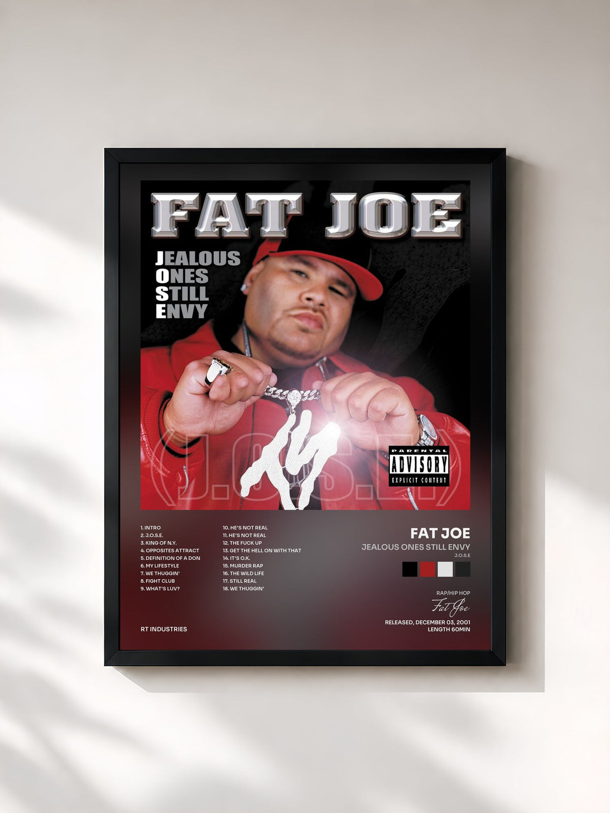 #noir Tableau de l'album Jealous Ones Still Envy (J.O.S.E) de Fat Joe, cadre noir, imprimé et encadré en France