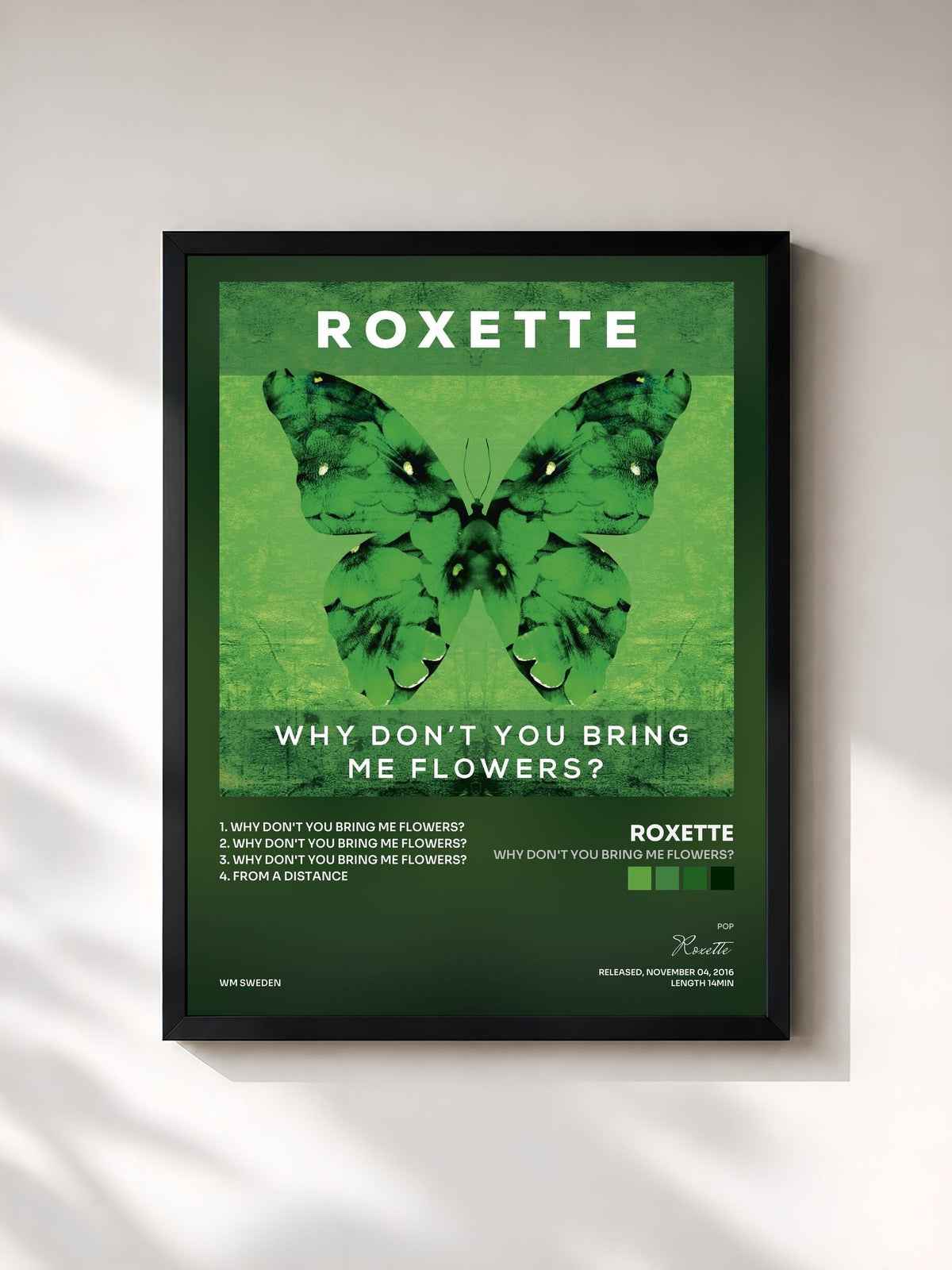 #noir Why Don't You Bring Me Flowers? von Roxette als gerahmter Kunstdruck, schwarzer Rahmen, gedruckt und gerahmt in Frankreich