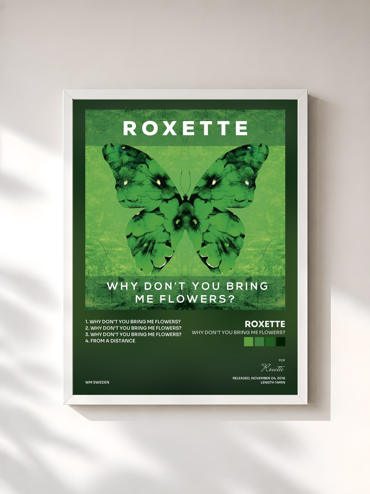 #blanc Why Don't You Bring Me Flowers? von Roxette als gerahmter Kunstdruck, weißer Rahmen, gedruckt und gerahmt in Frankreich