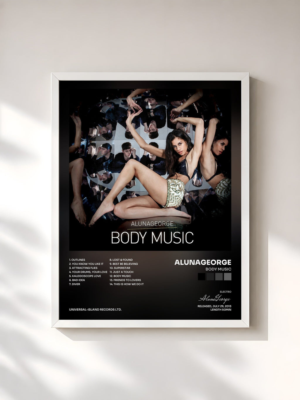 #blanc Body Music di AlunaGeorge in stampa incorniciata, cornice bianca, stampata e incorniciata in Francia
